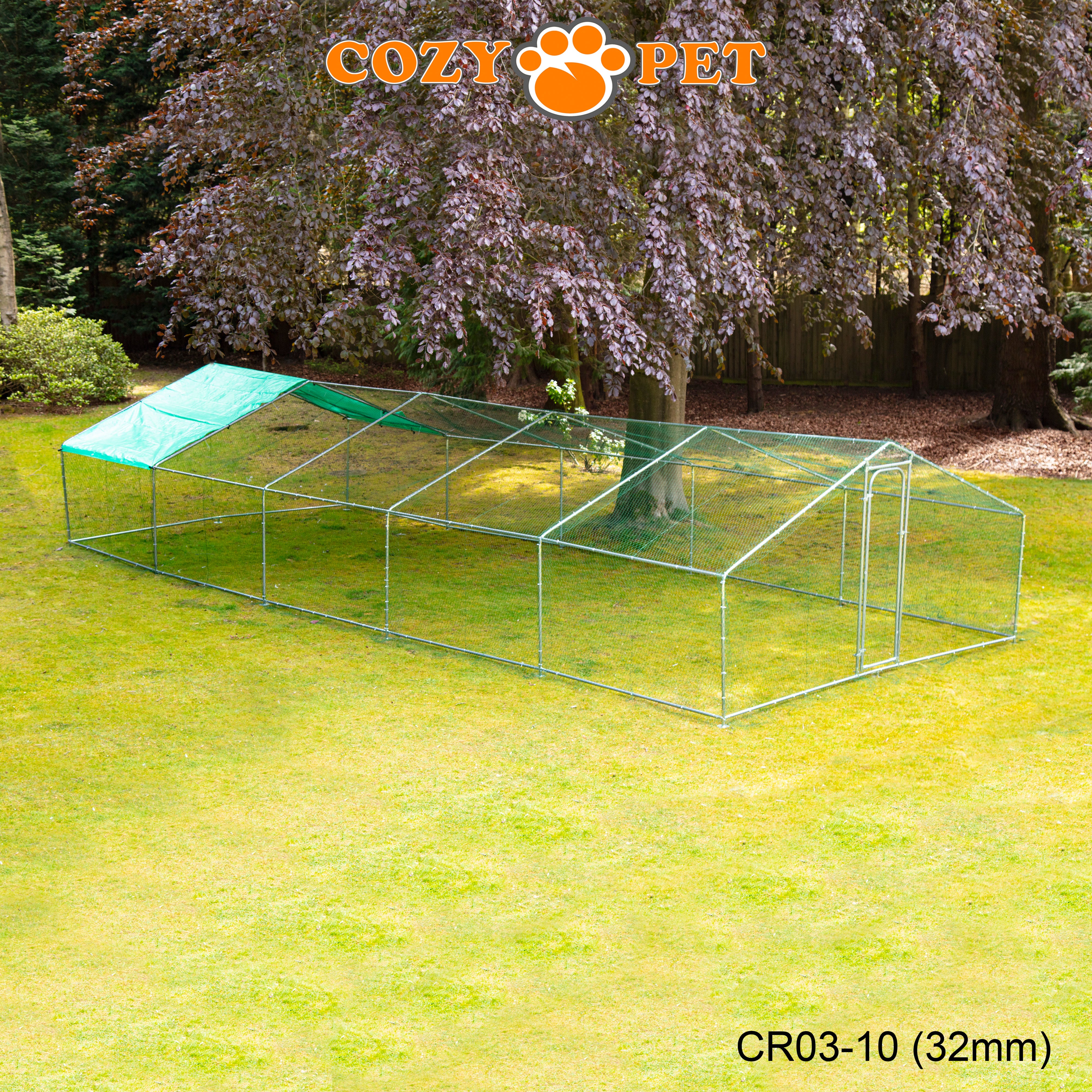 Chicken Run By Cozy Pet 3m X 10m 32mm Galvanised Steel Frame - CR03-10 (32mm)