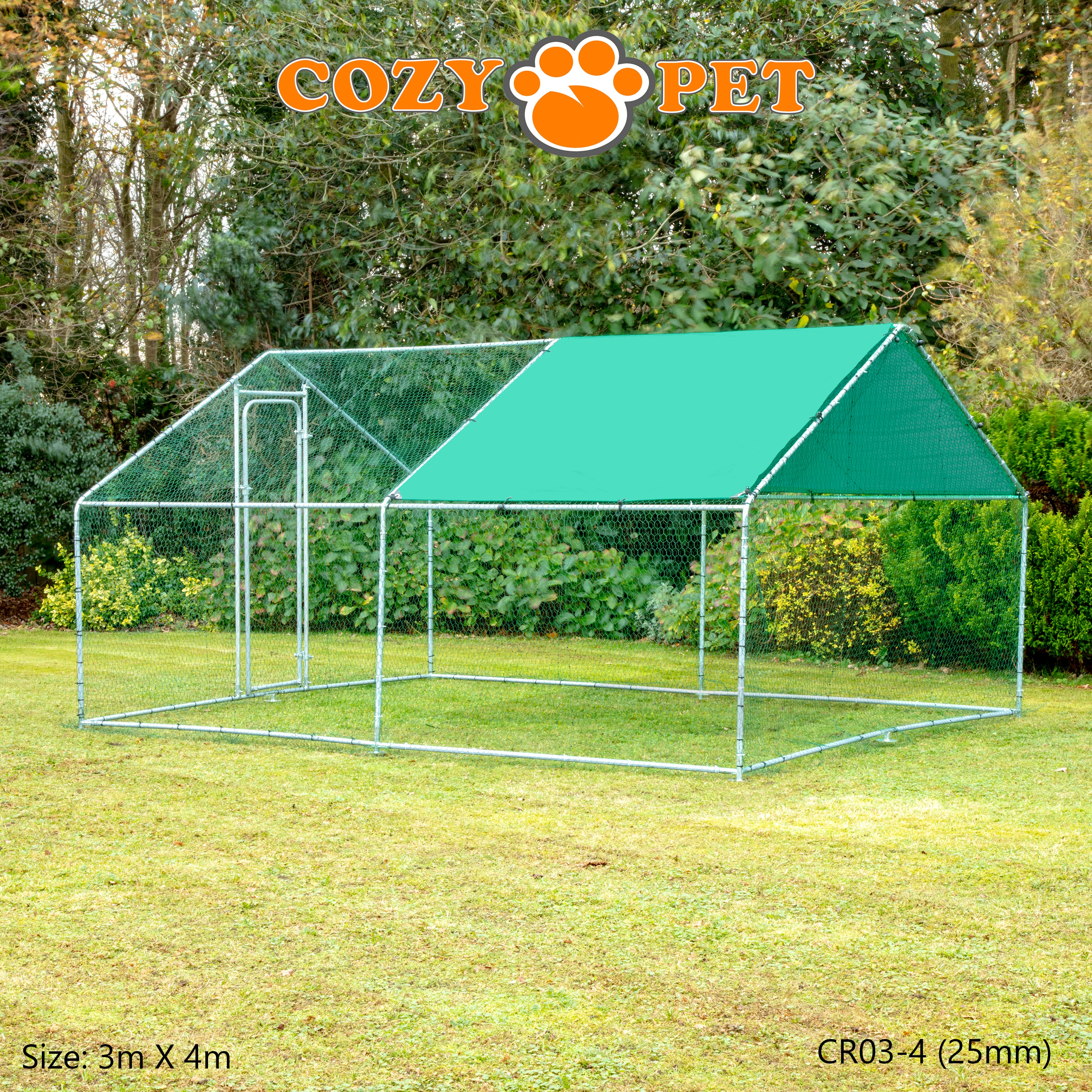 Chicken Run By Cozy Pet 3m X 4m 25mm Galvanised Steel Frame - CR03-4 (25mm)
