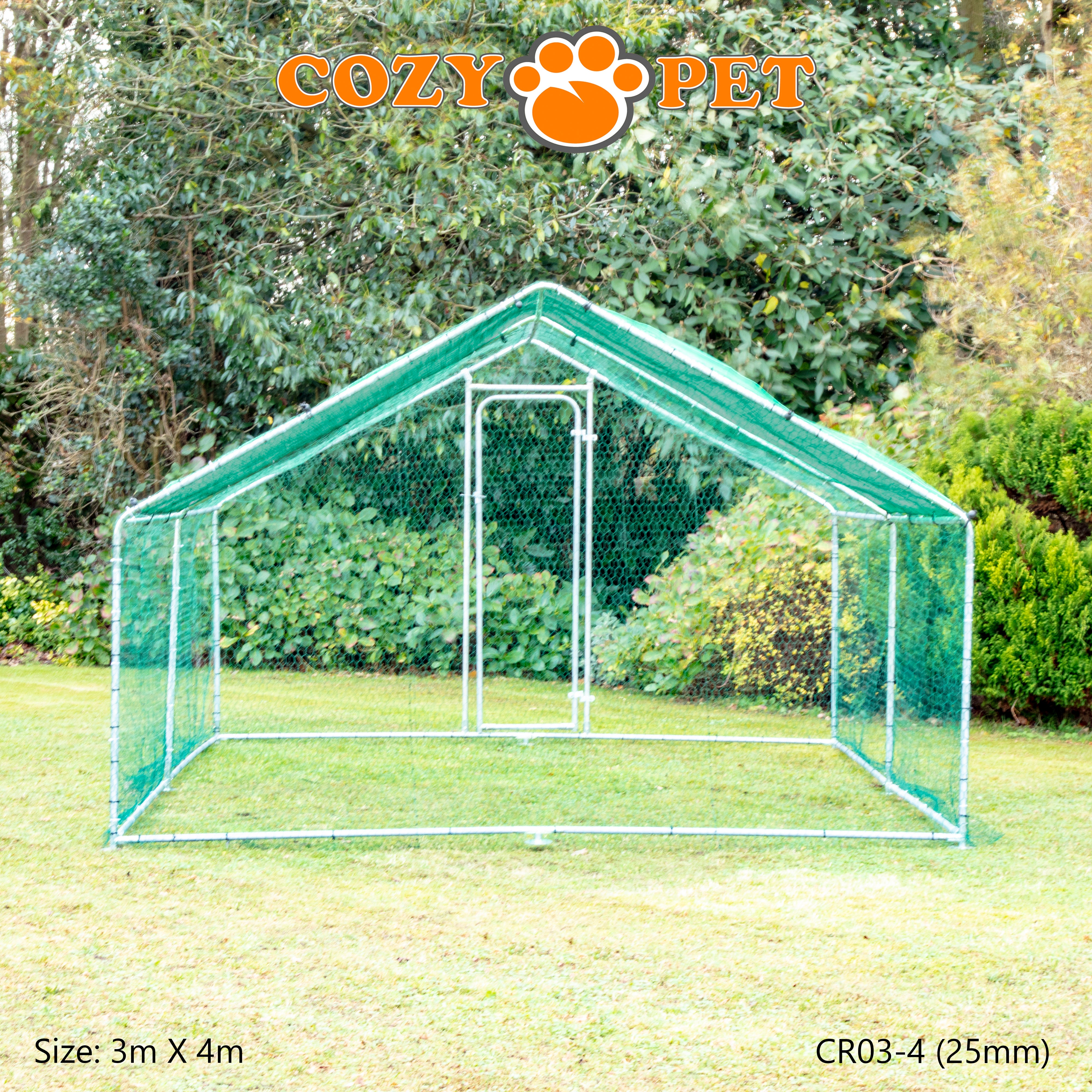 Chicken Run By Cozy Pet 3m X 4m 25mm Galvanised Steel Frame - CR03-4 (25mm)