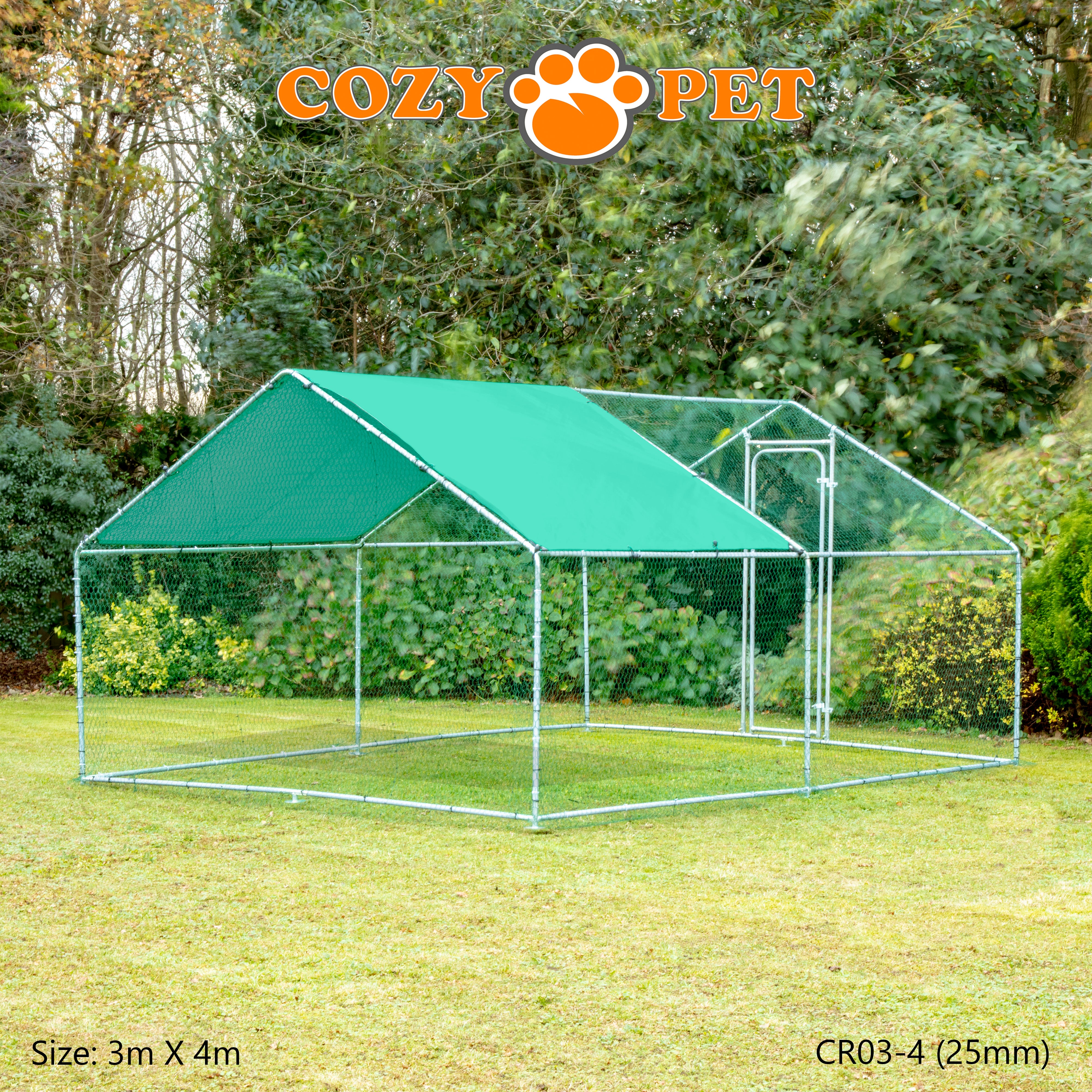 Chicken Run By Cozy Pet 3m X 4m 25mm Galvanised Steel Frame - CR03-4 (25mm)