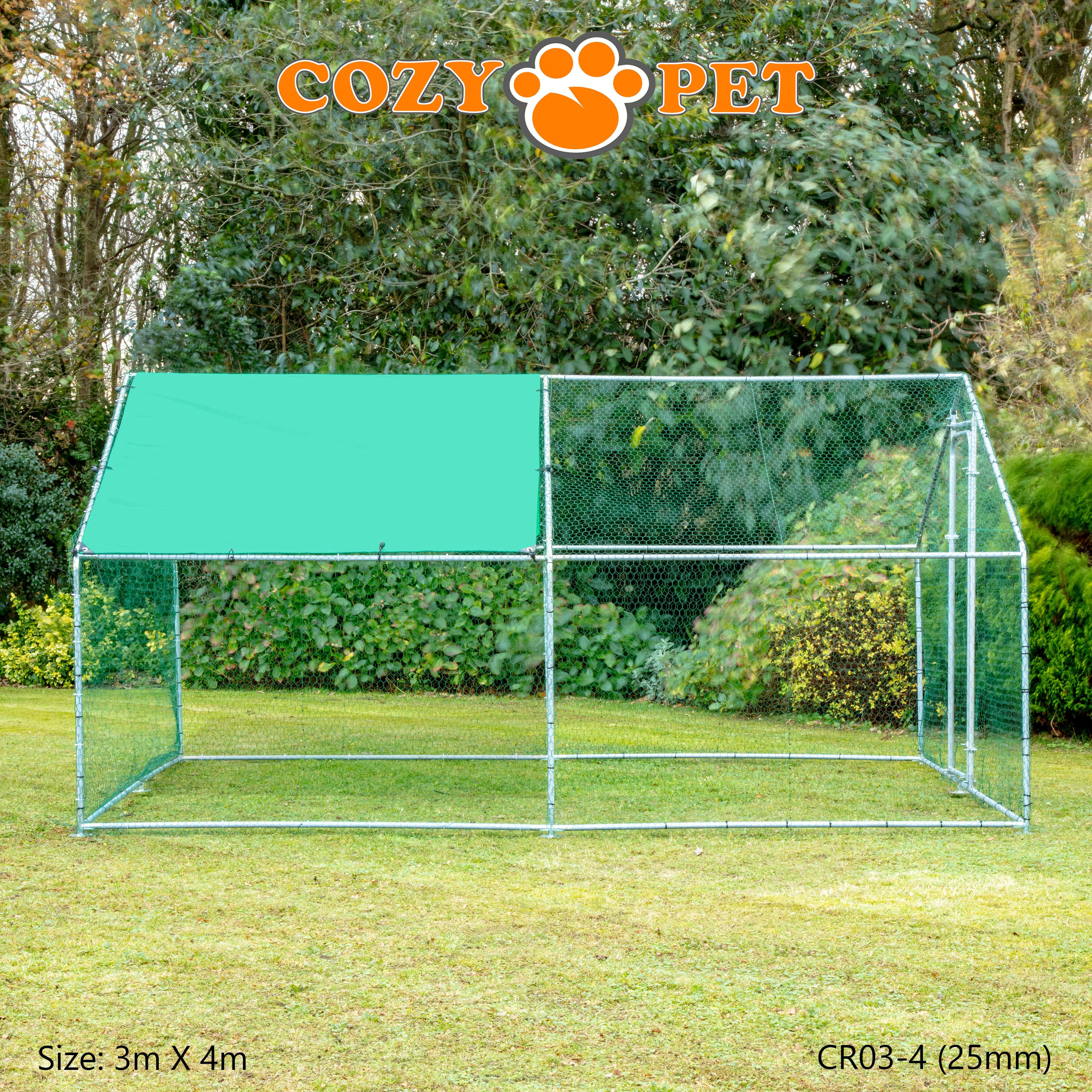 Chicken Run By Cozy Pet 3m X 4m 25mm Galvanised Steel Frame - CR03-4 (25mm)