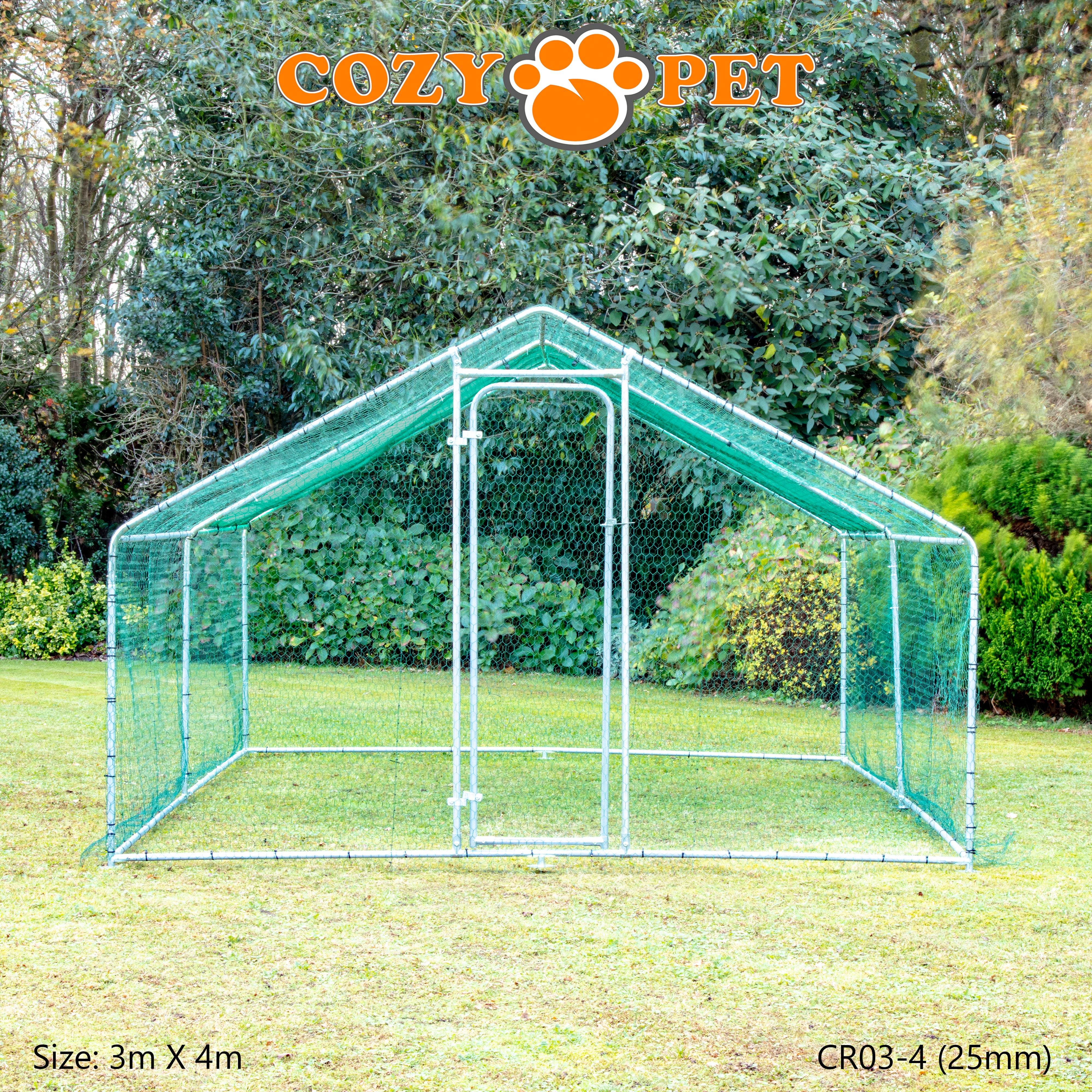 Chicken Run By Cozy Pet 3m X 4m 25mm Galvanised Steel Frame - CR03-4 (25mm)