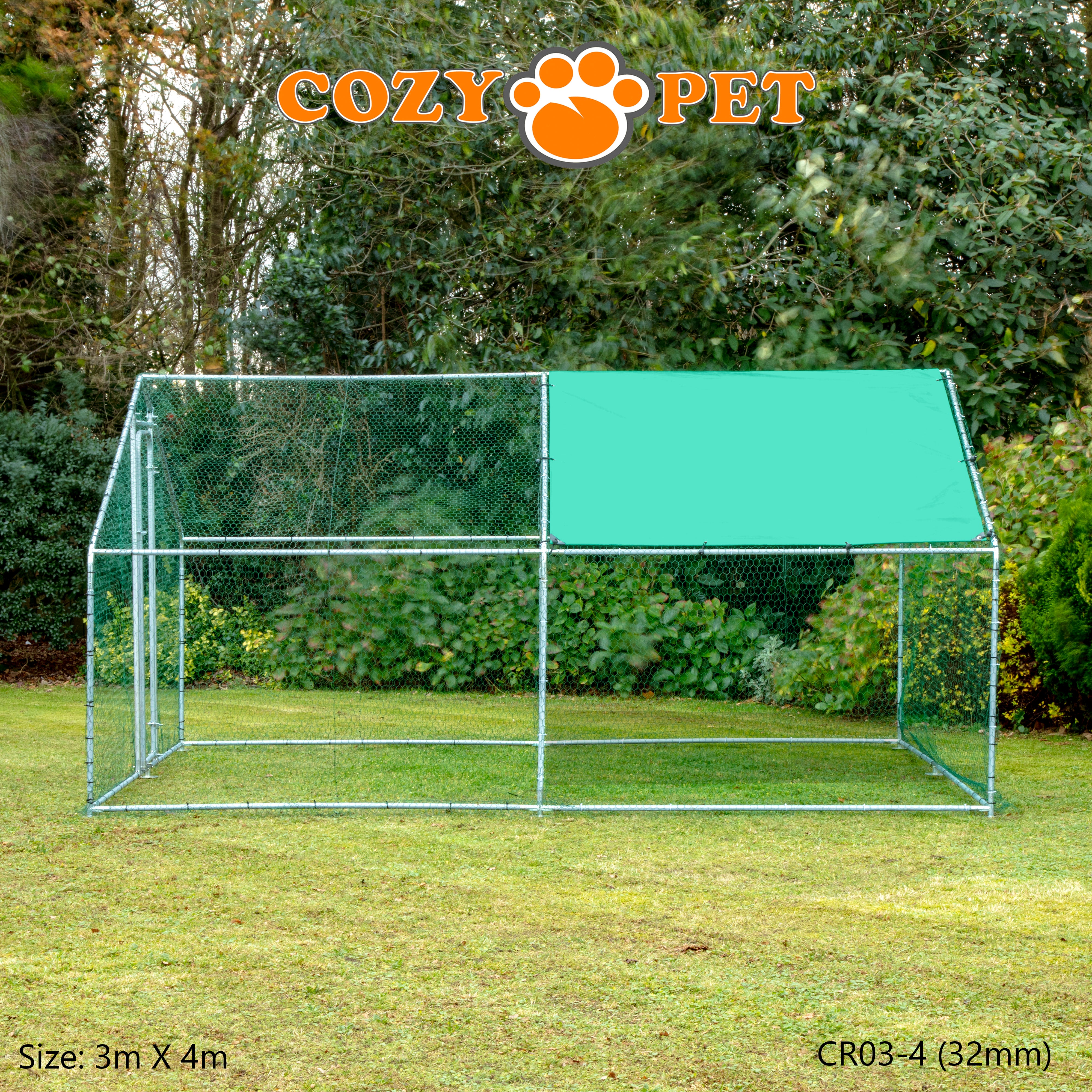 Chicken Run By Cozy Pet 3m X 4m 32mm Galvanised Steel Frame - CR03-4 (32mm)