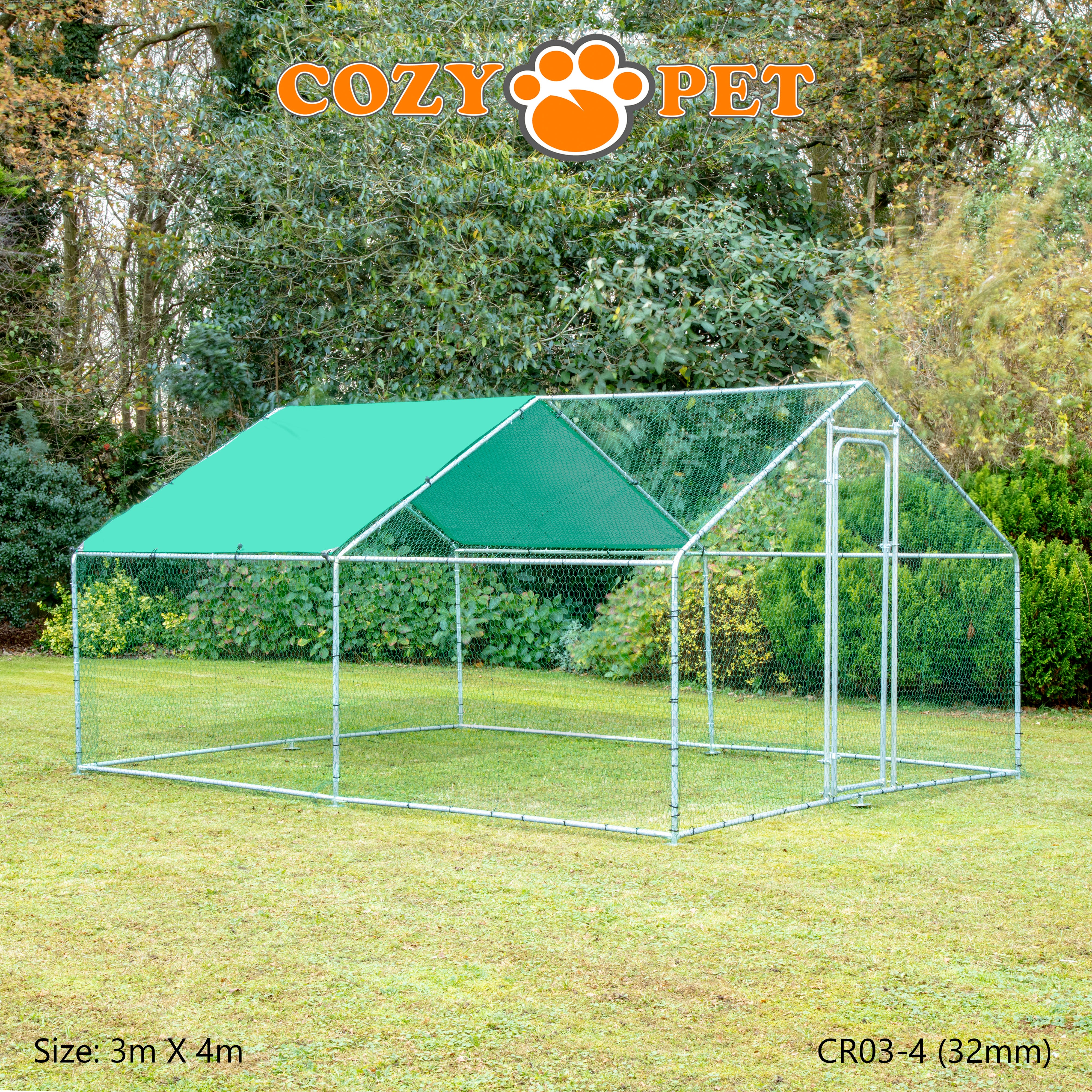 Chicken Run By Cozy Pet 3m X 4m 32mm Galvanised Steel Frame - CR03-4 (32mm)