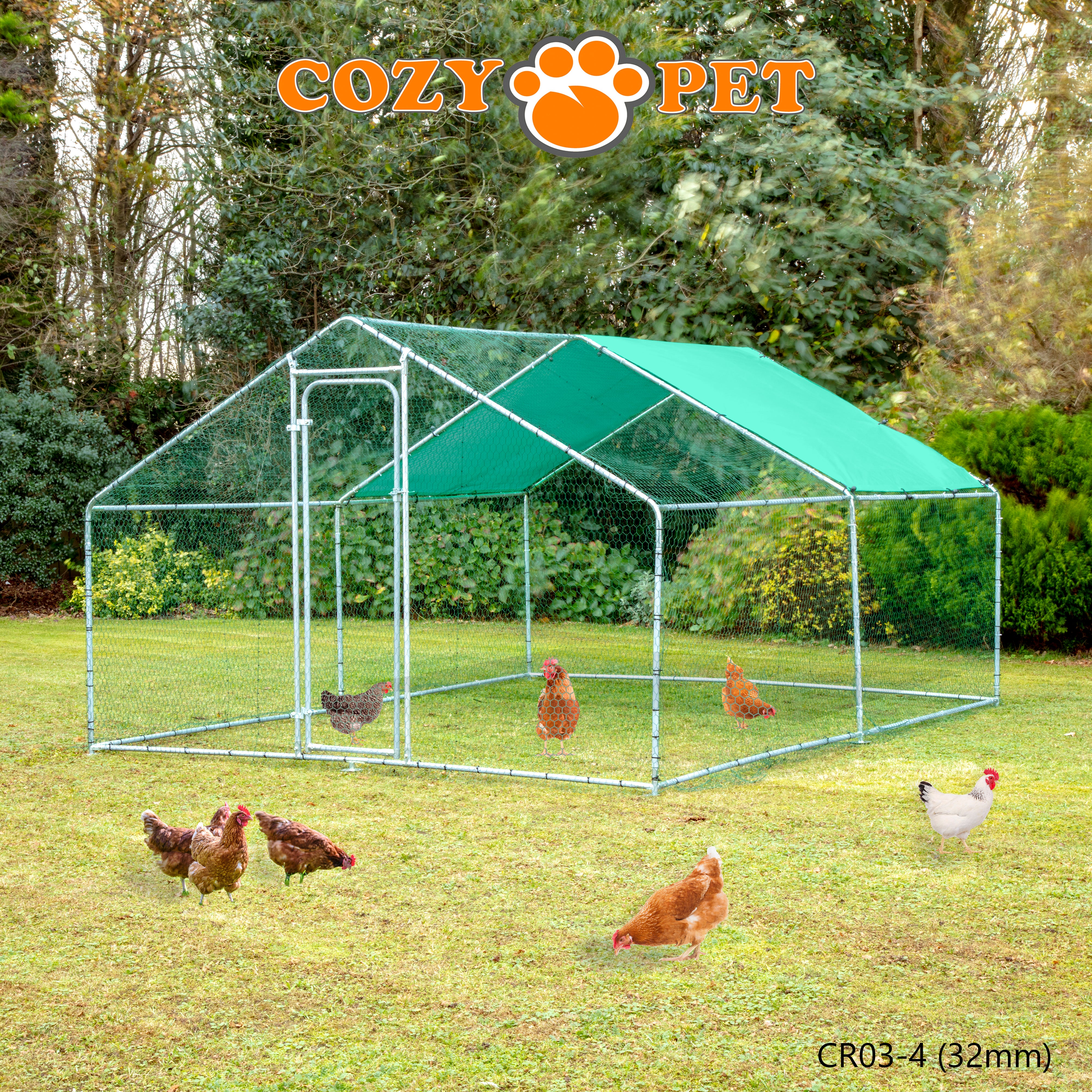 Chicken Run By Cozy Pet 3m X 4m 32mm Galvanised Steel Frame - CR03-4 (32mm)