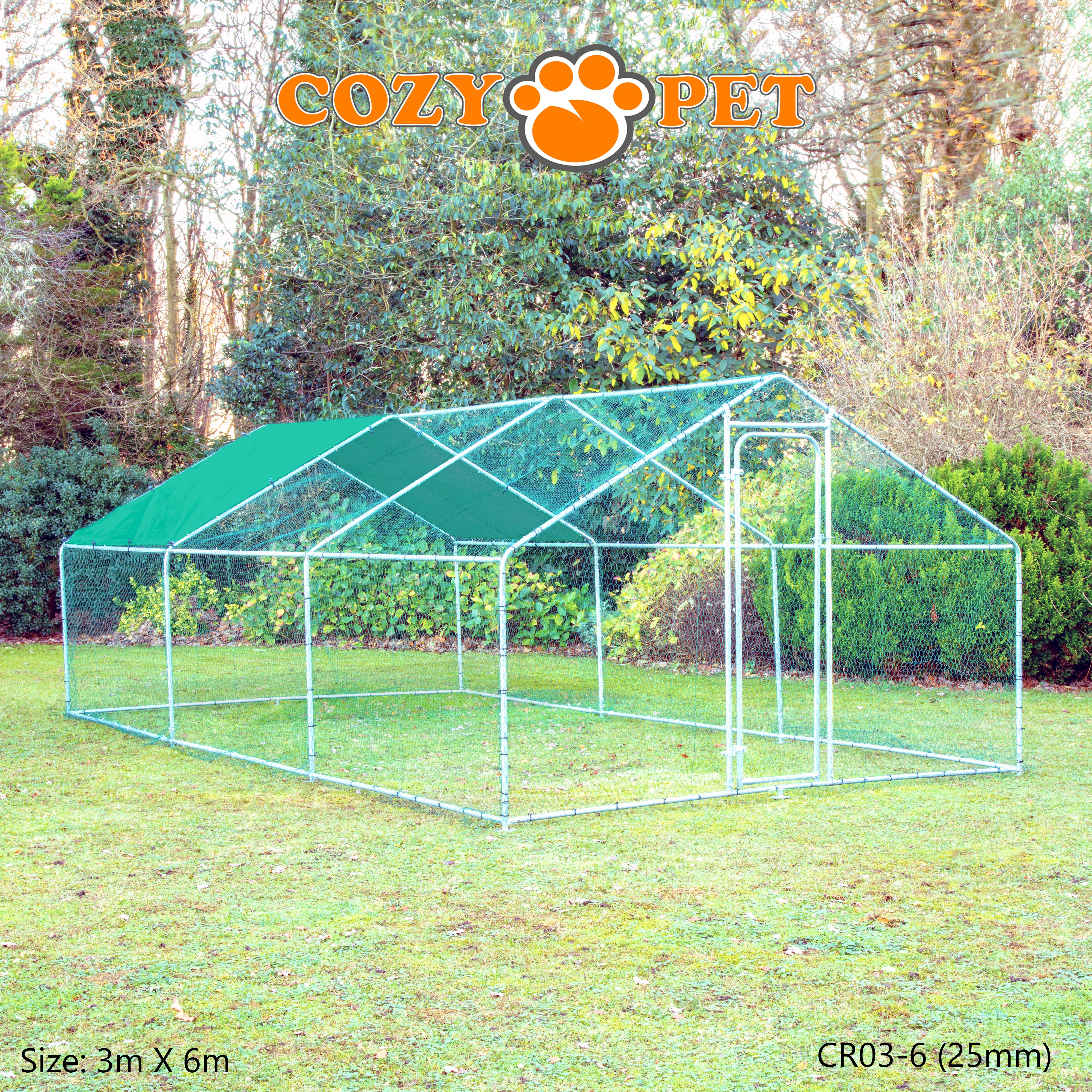 Chicken Run By Cozy Pet 3m X 6m 25mm Galvanised Steel Frame - CR03-6 (25mm)