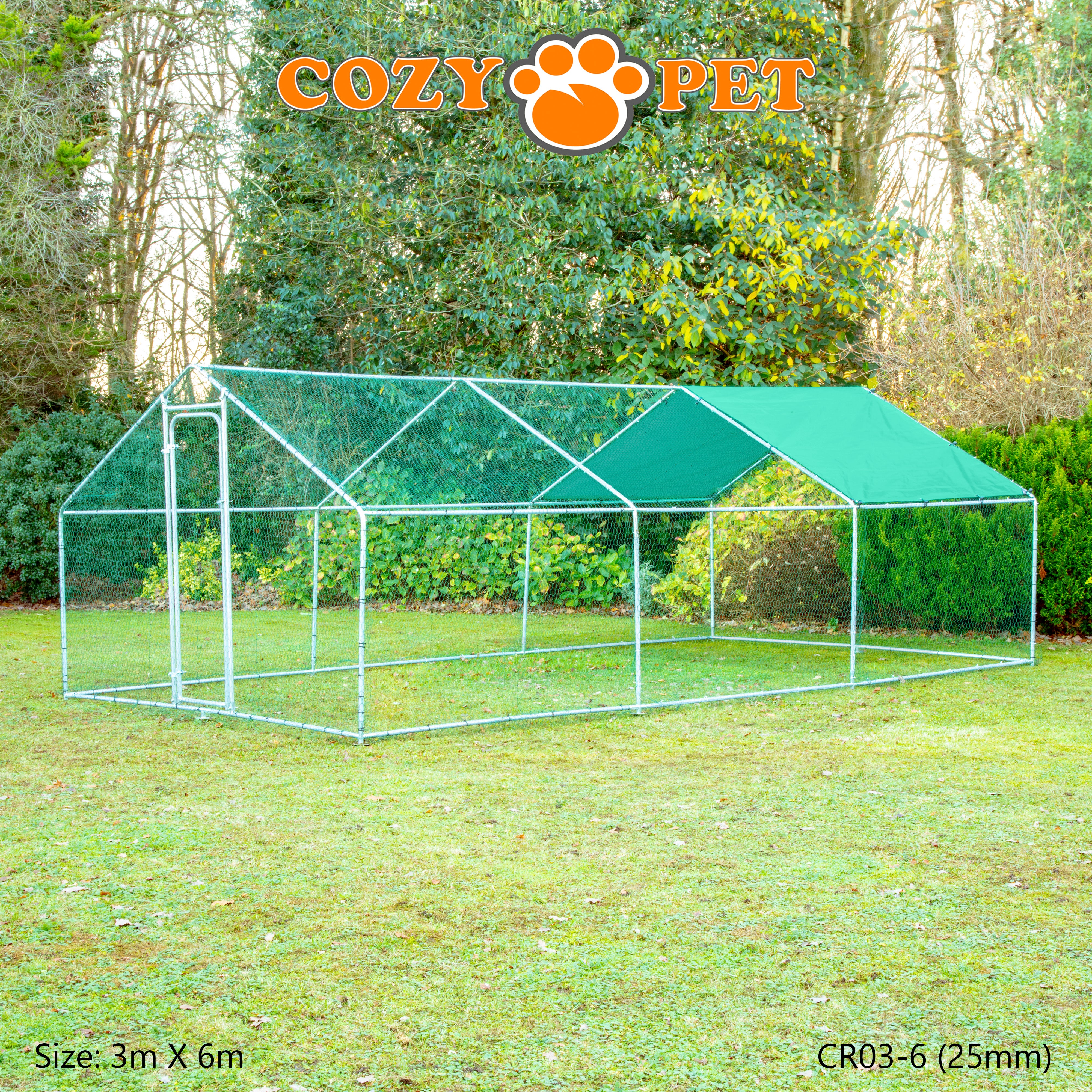 Chicken Run By Cozy Pet 3m X 6m 25mm Galvanised Steel Frame - CR03-6 (25mm)