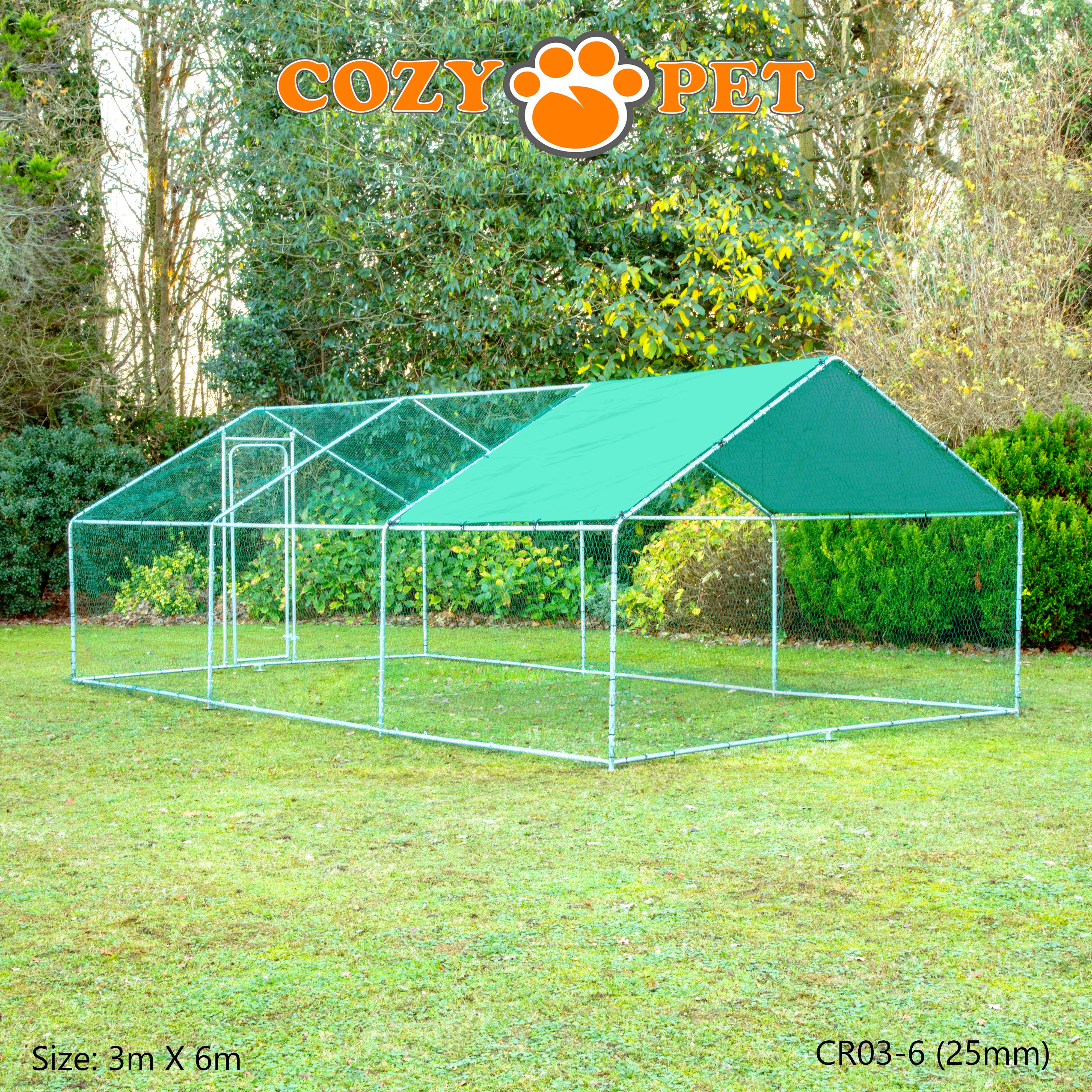 Chicken Run By Cozy Pet 3m X 6m 25mm Galvanised Steel Frame - CR03-6 (25mm)