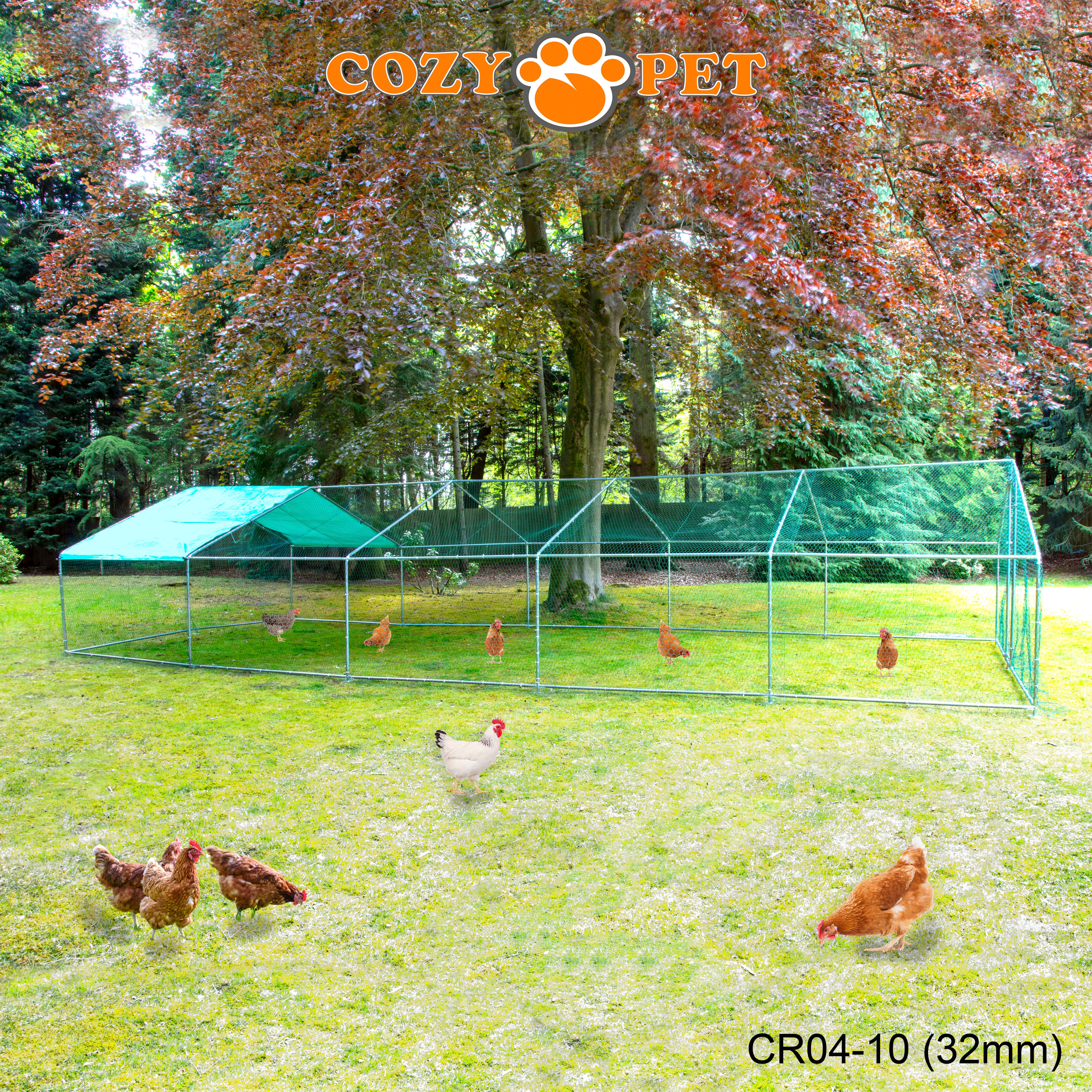 Chicken Run By Cozy Pet 4m X 10m 32mm Galvanised Steel Frame - CR04-10 (32mm)