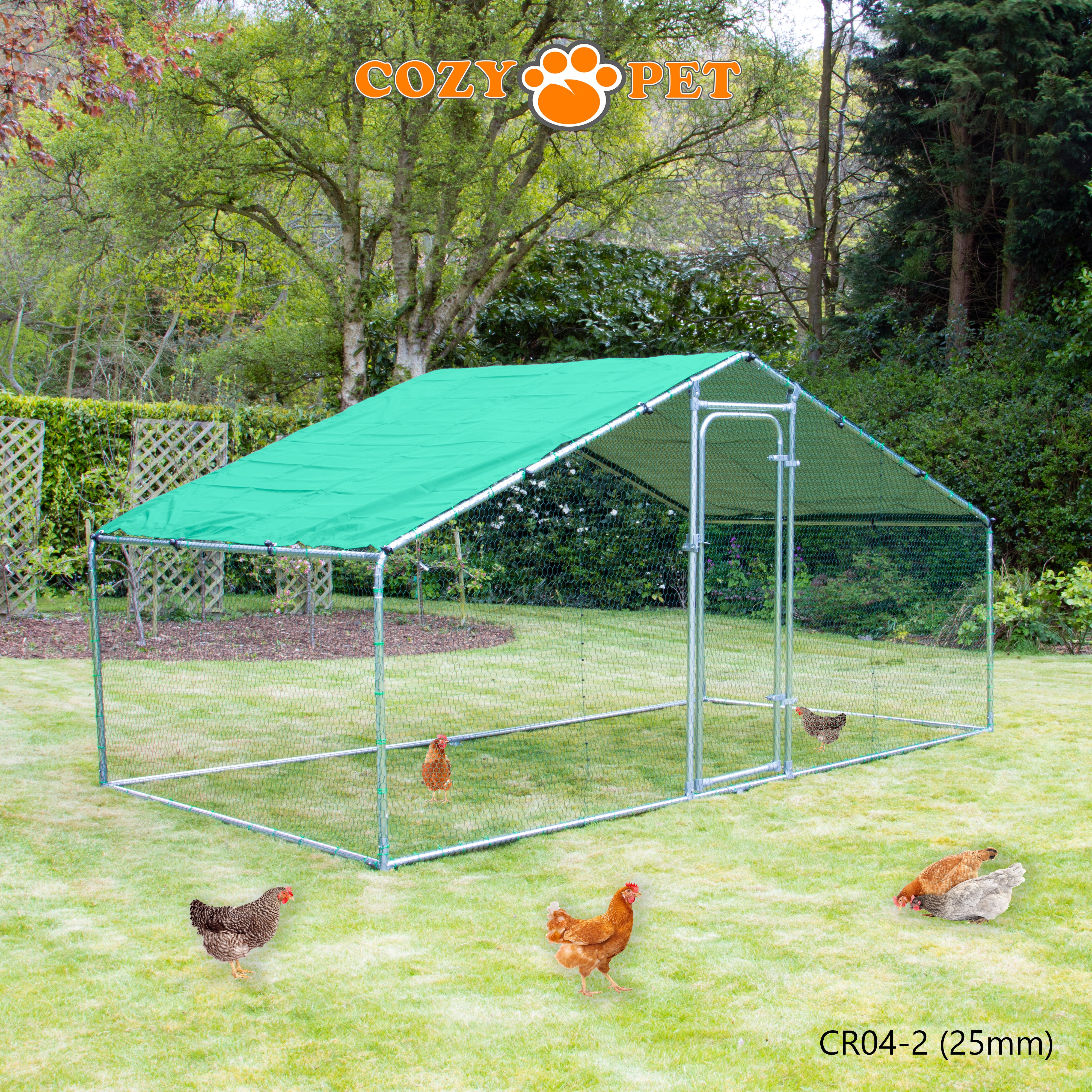 Chicken Run By Cozy Pet 4m X 2m 25mm Galvanised Steel Frame - CR04-2 (25mm)