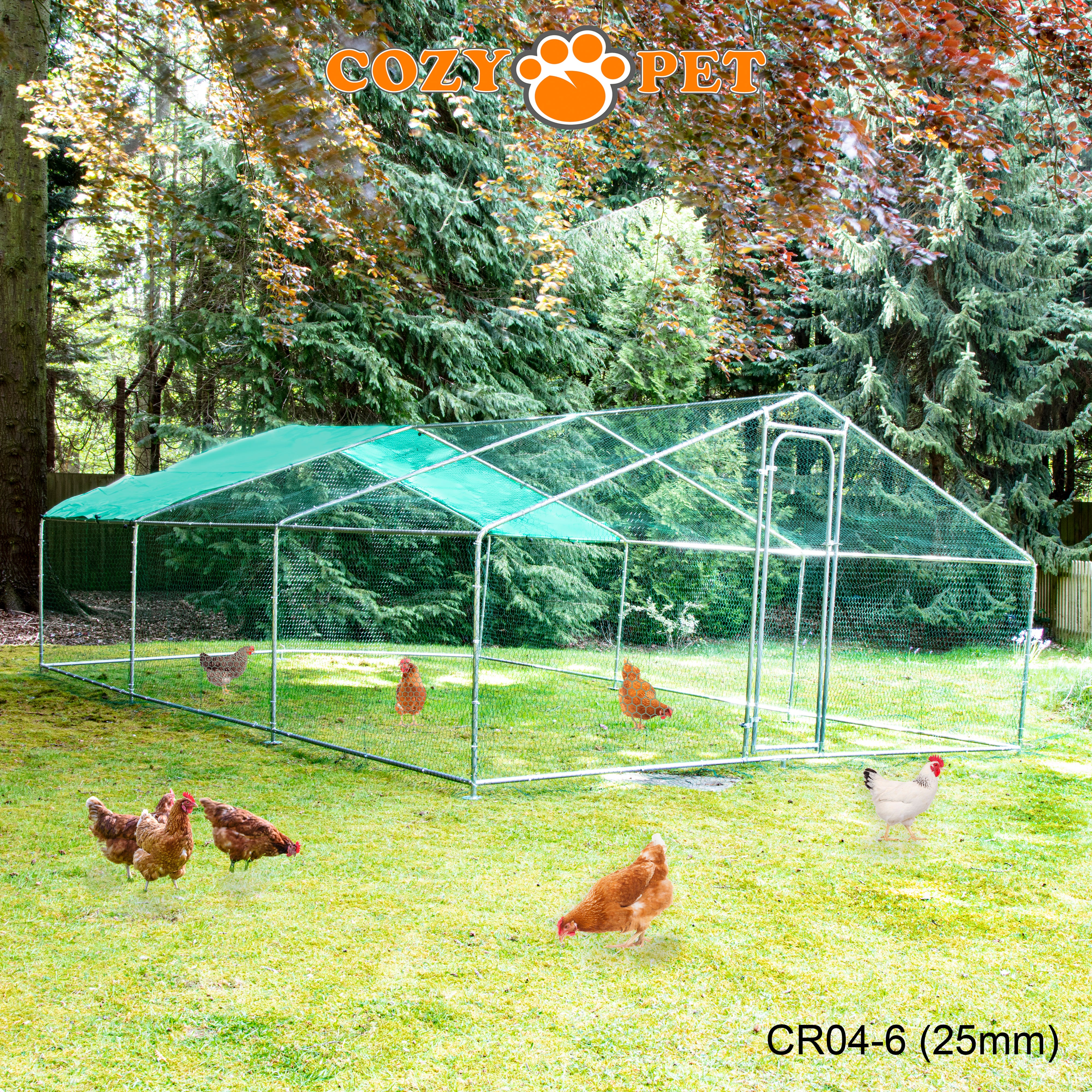 Chicken Run By Cozy Pet 4m X 6m 25mm Galvanised Steel Frame - CR04-6 (25mm)
