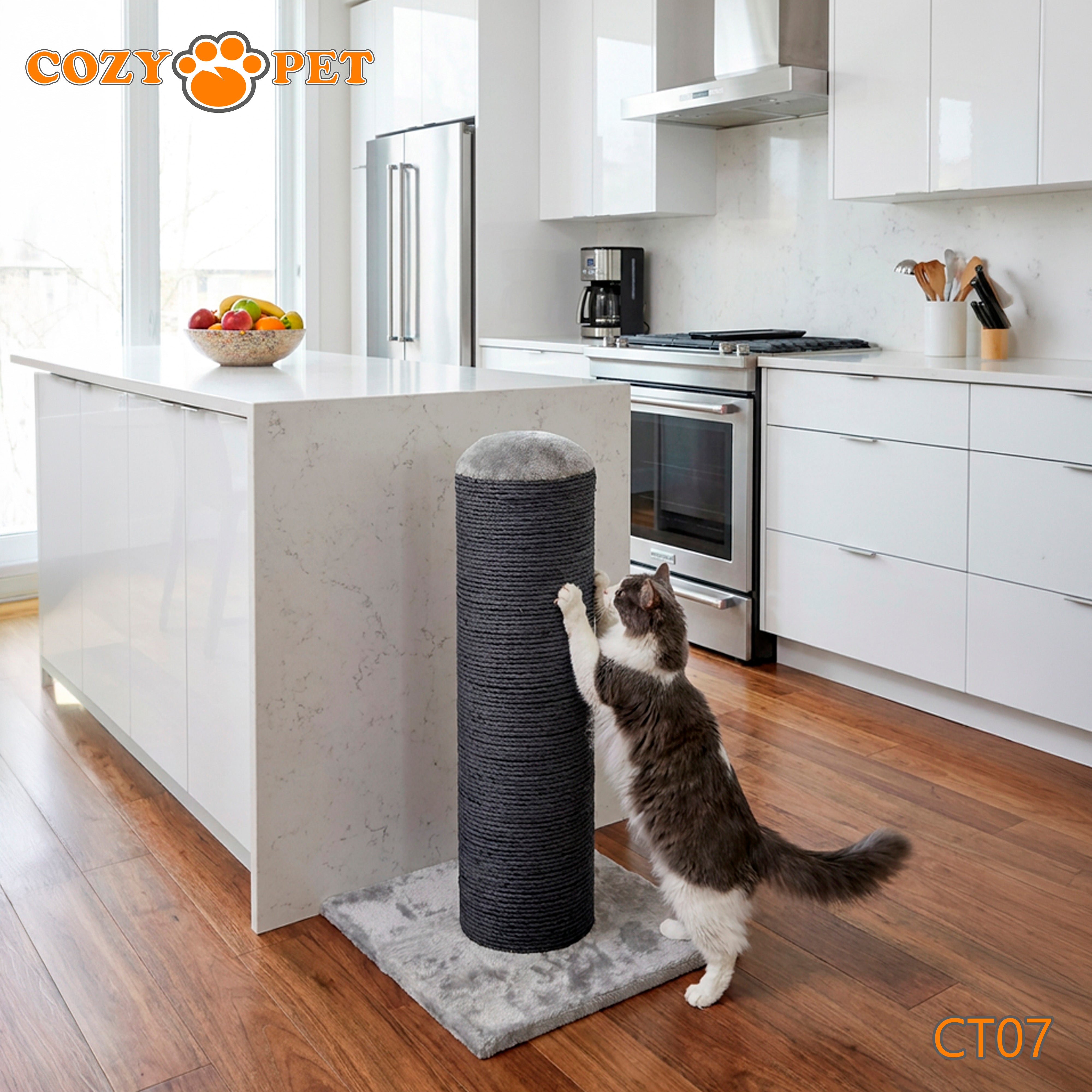 Cat Scratcher by Cozy Pet Deluxe Cat Tree in Grey with Charcole Sisal - CT07-Charcole