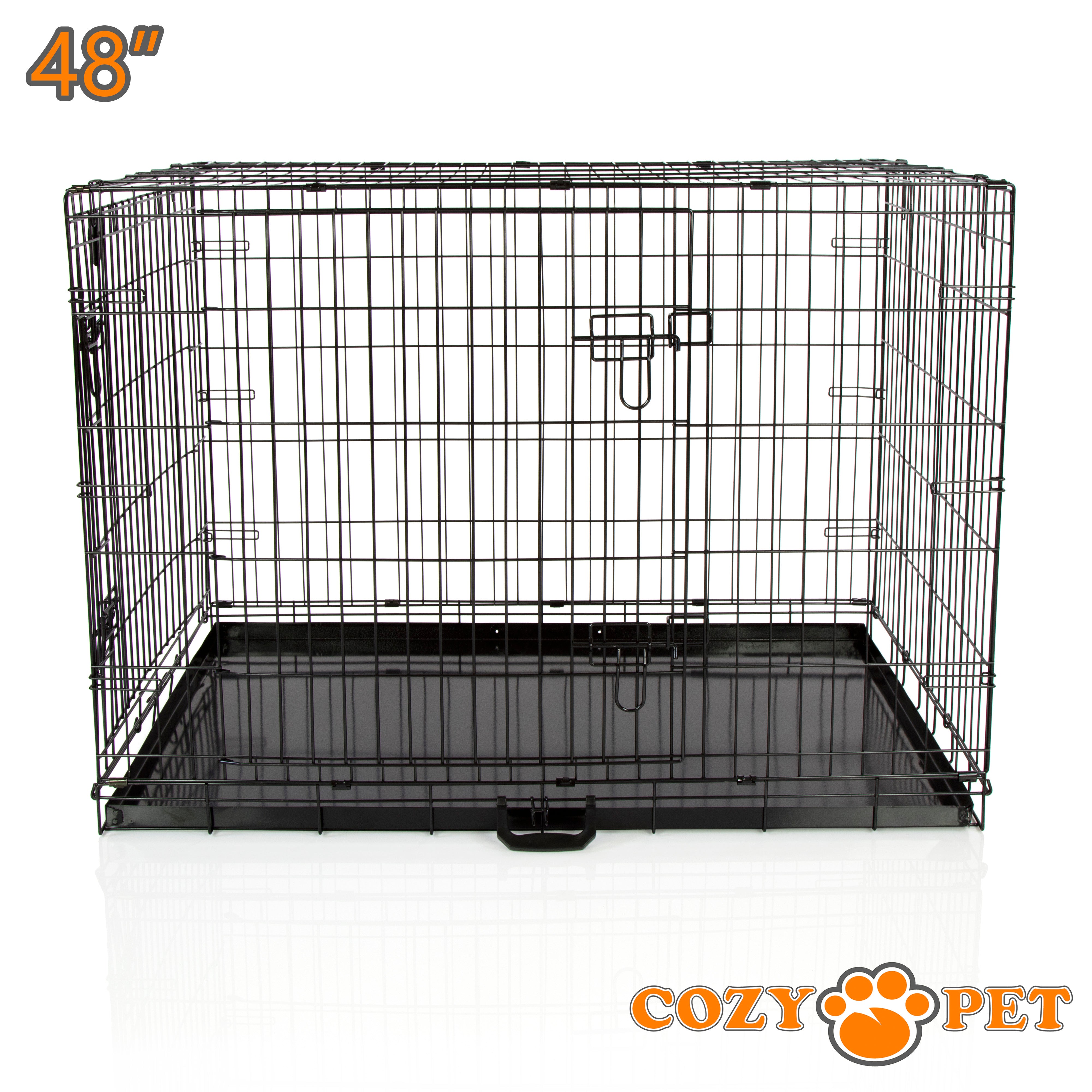 48" Dog Cage in Black by Cozy Pet with Metal Tray - DC48B