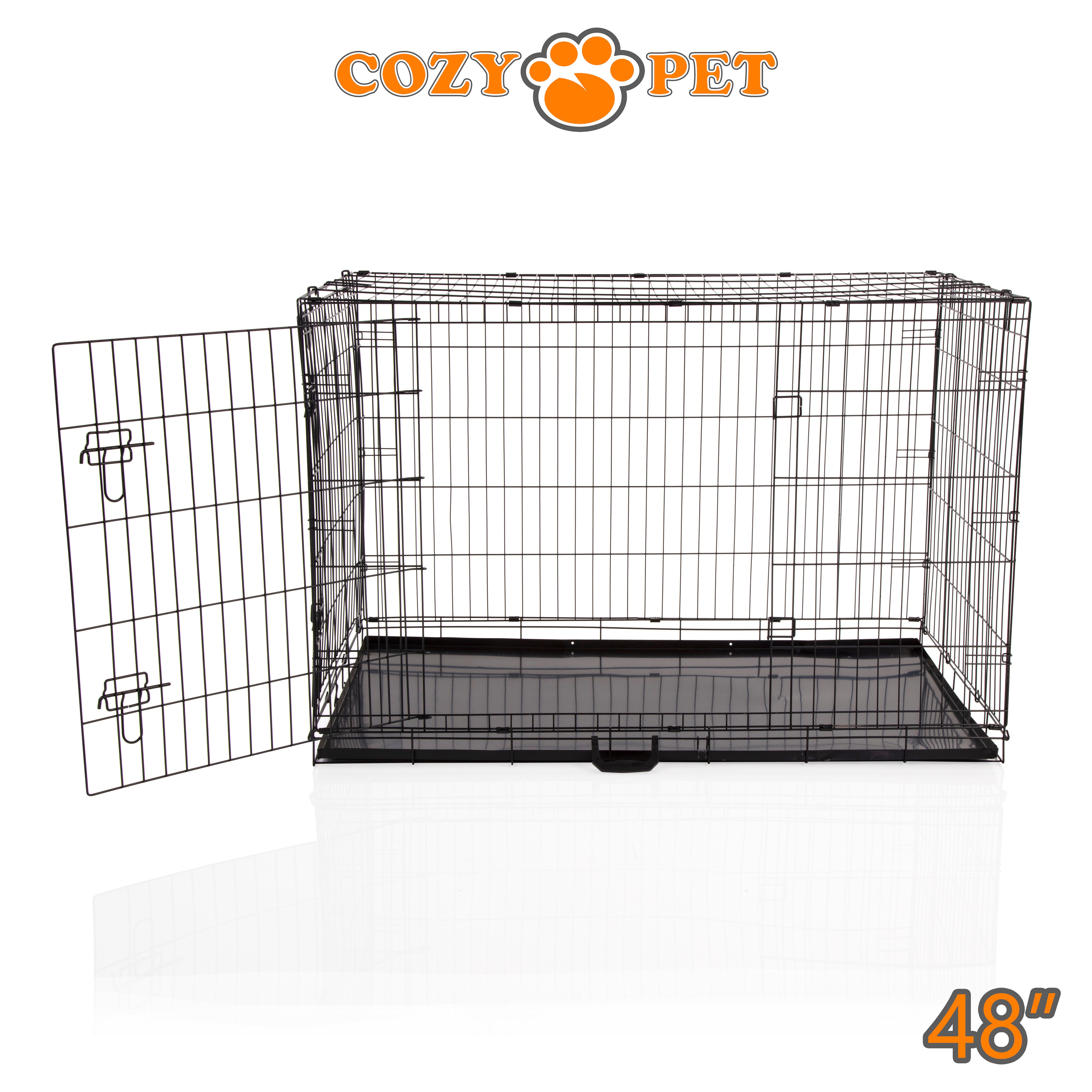 48" Dog Cage in Black by Cozy Pet with Metal Tray - DC48B