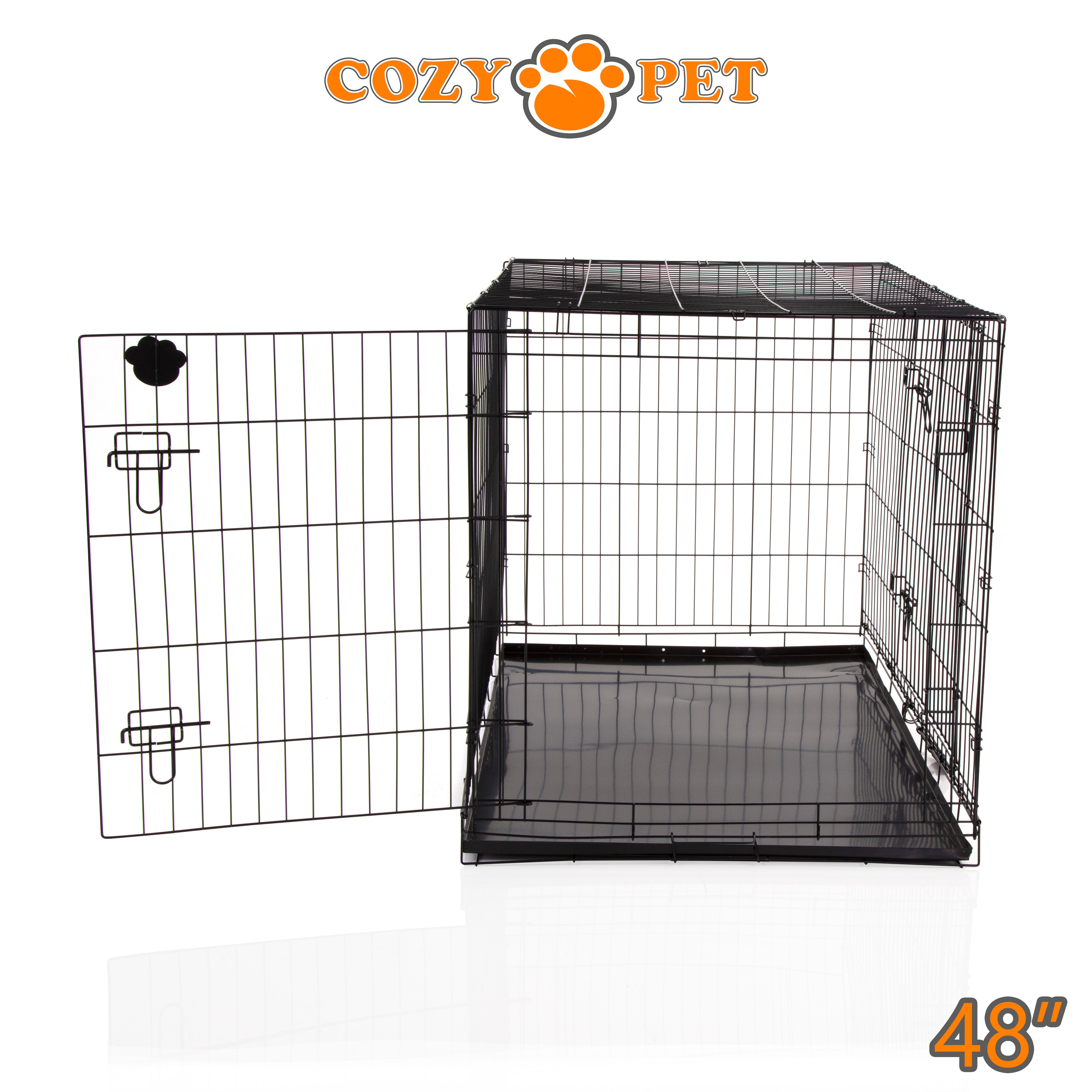 48" Dog Cage in Black by Cozy Pet with Metal Tray - DC48B