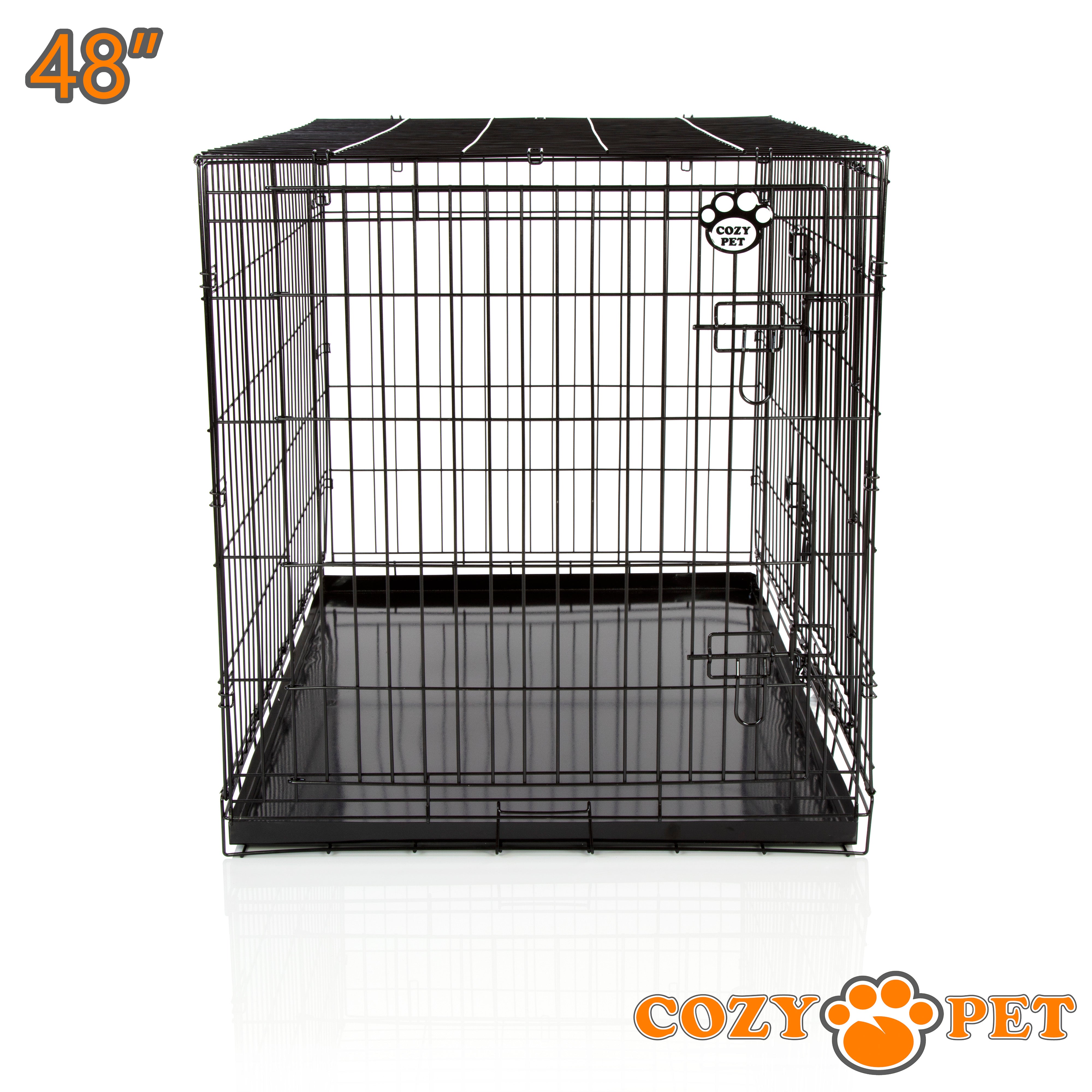 48" Dog Cage in Black by Cozy Pet with Metal Tray - DC48B
