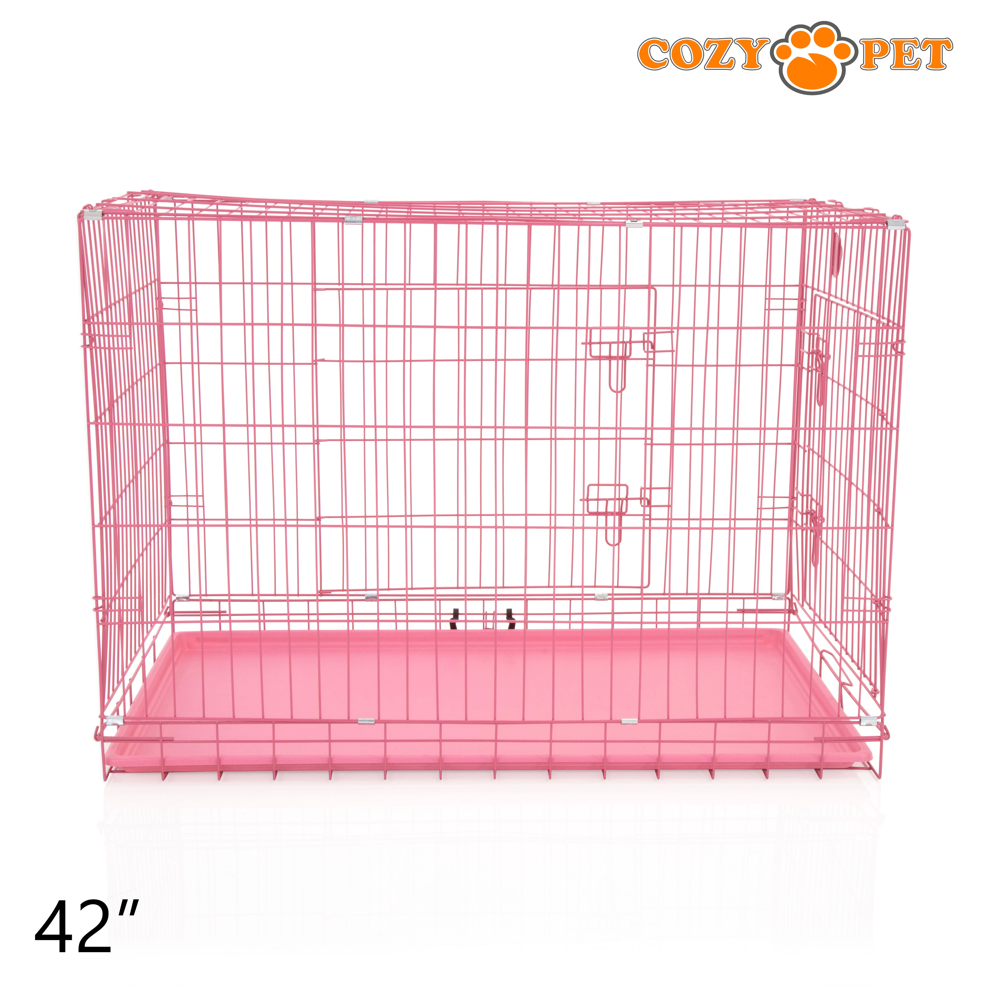 42" Cozy Pet Dog Cage in Pink with ABS Tray - DCP42P