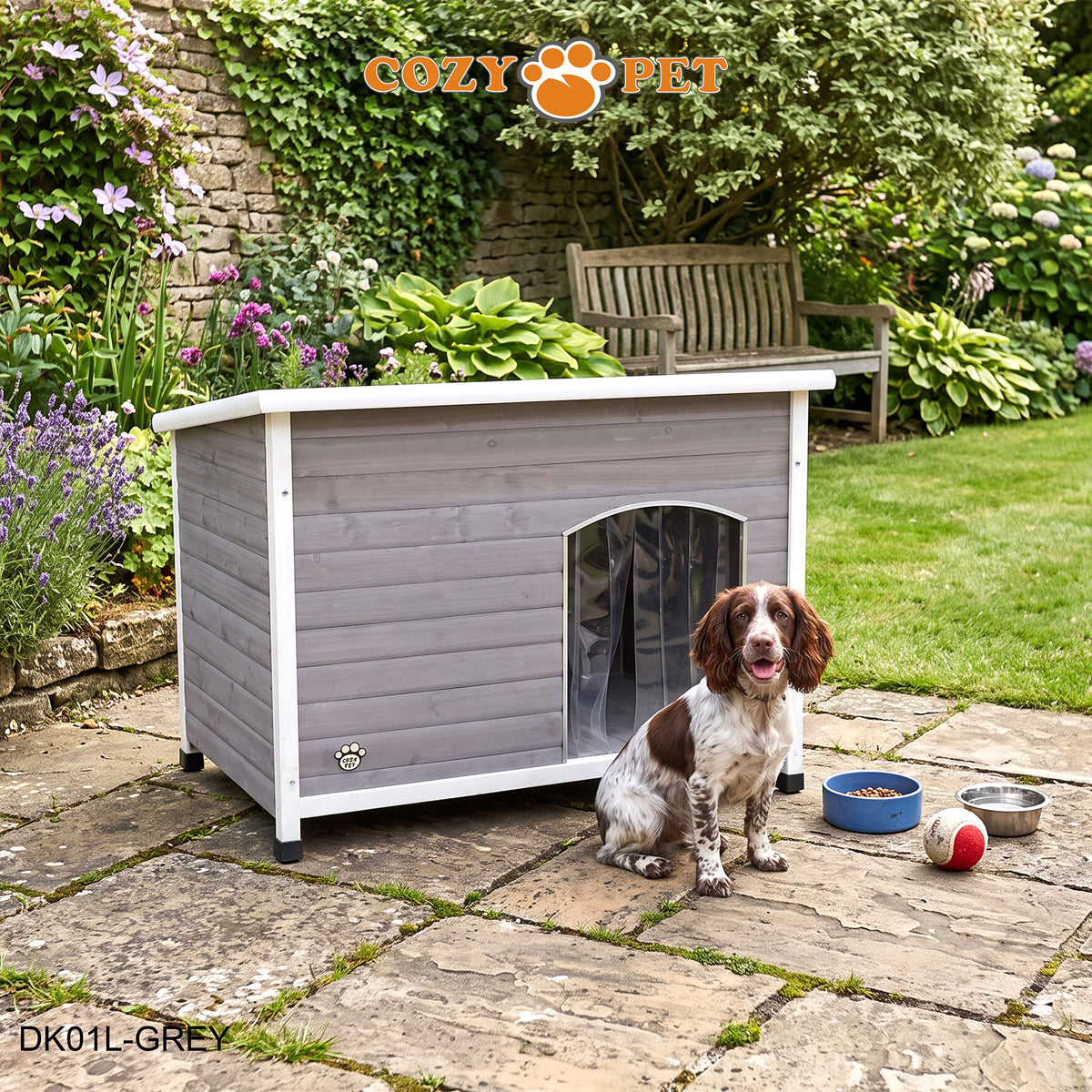 Cozy Pet Insulated Dog Kennel Grey - Size: Large - Model DK01L-GREY