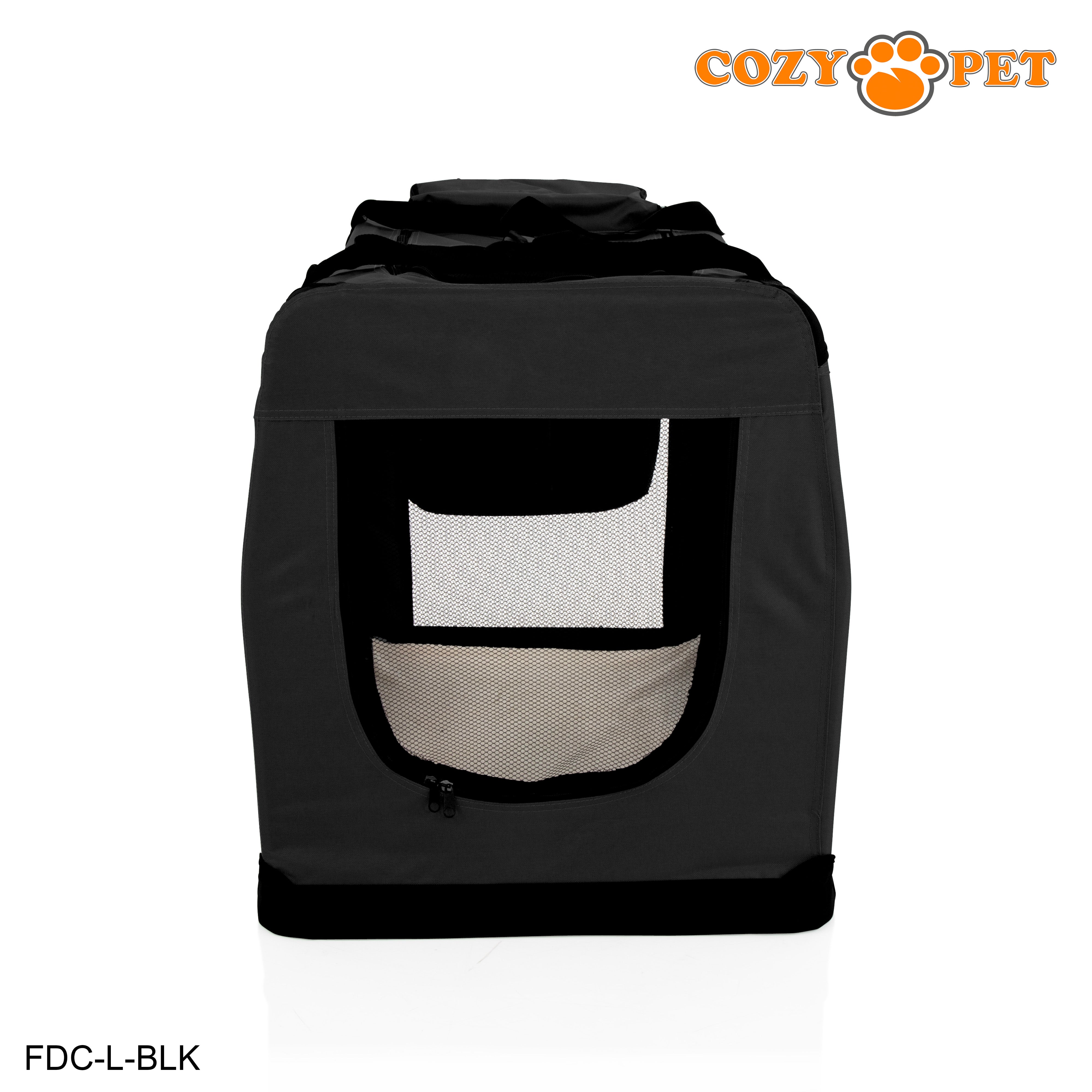 Fabric Dog Crate 82cm Black by Cozy Pet Puppy Carrier Cat Travel Cage Rabbit Model: FDC-L-BLK