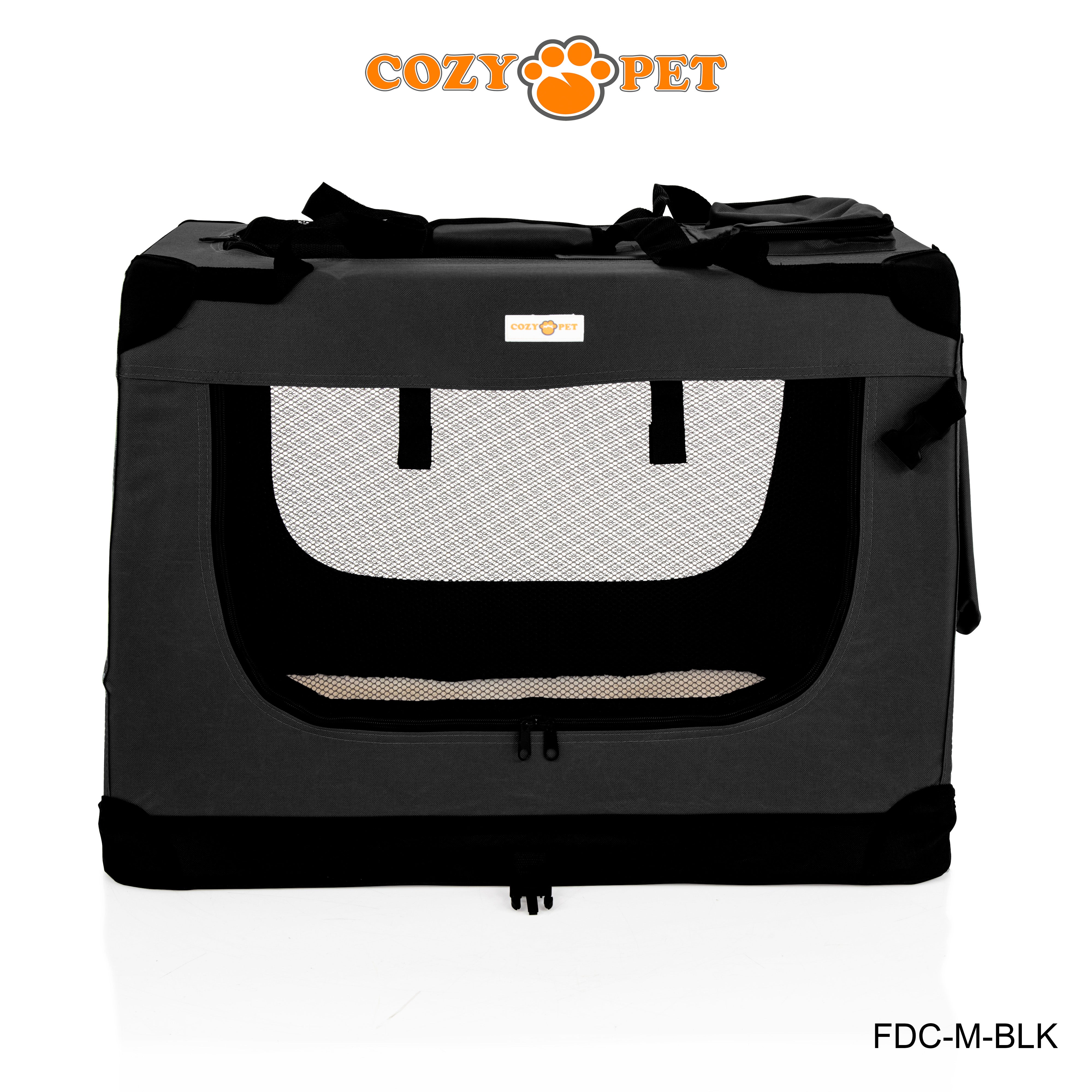 Fabric Dog Crate 70cm Black by Cozy Pet Puppy Carrier Cat Travel Cage Rabbit Model: FDC-M-BLK