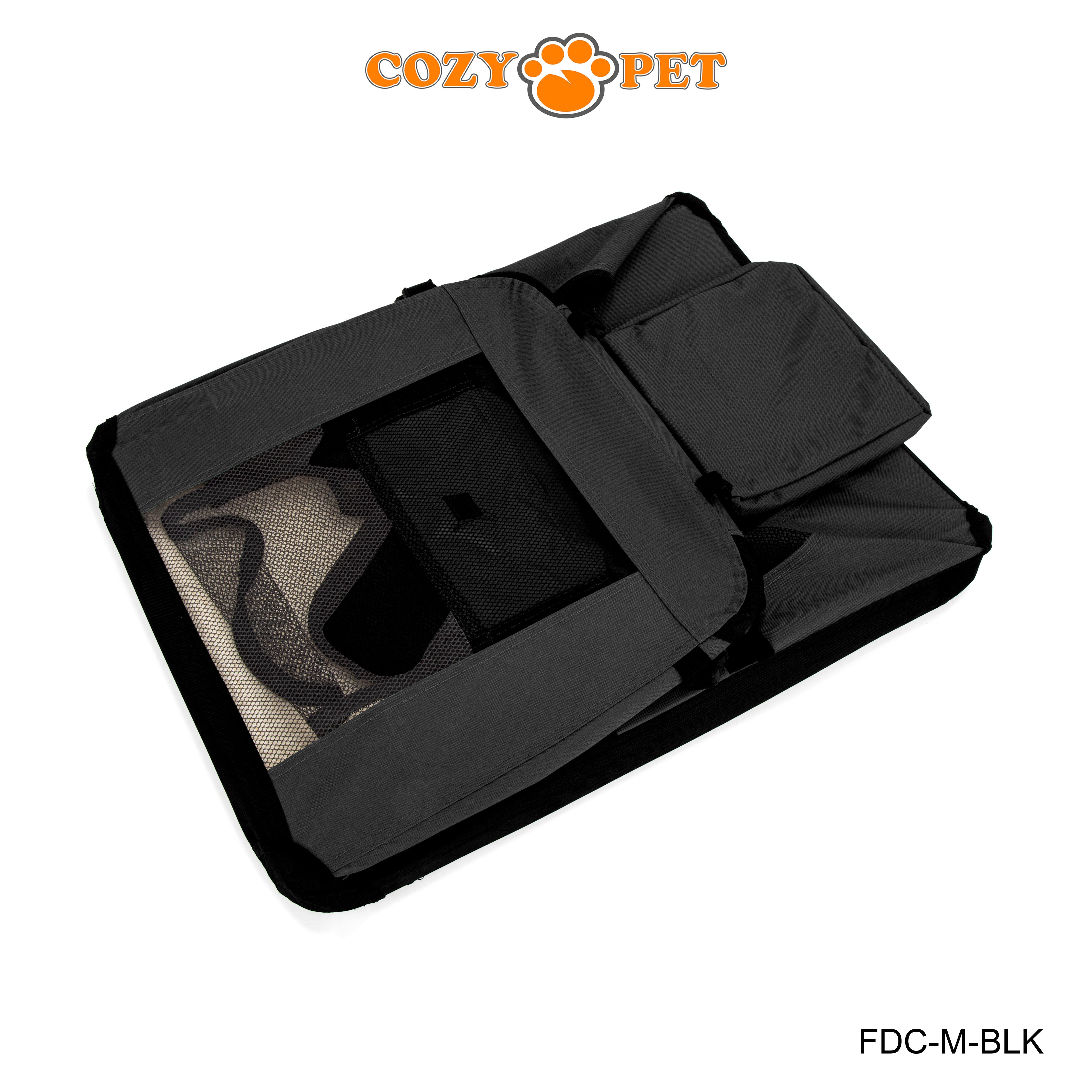 Fabric Dog Crate 70cm Black by Cozy Pet Puppy Carrier Cat Travel Cage Rabbit Model: FDC-M-BLK