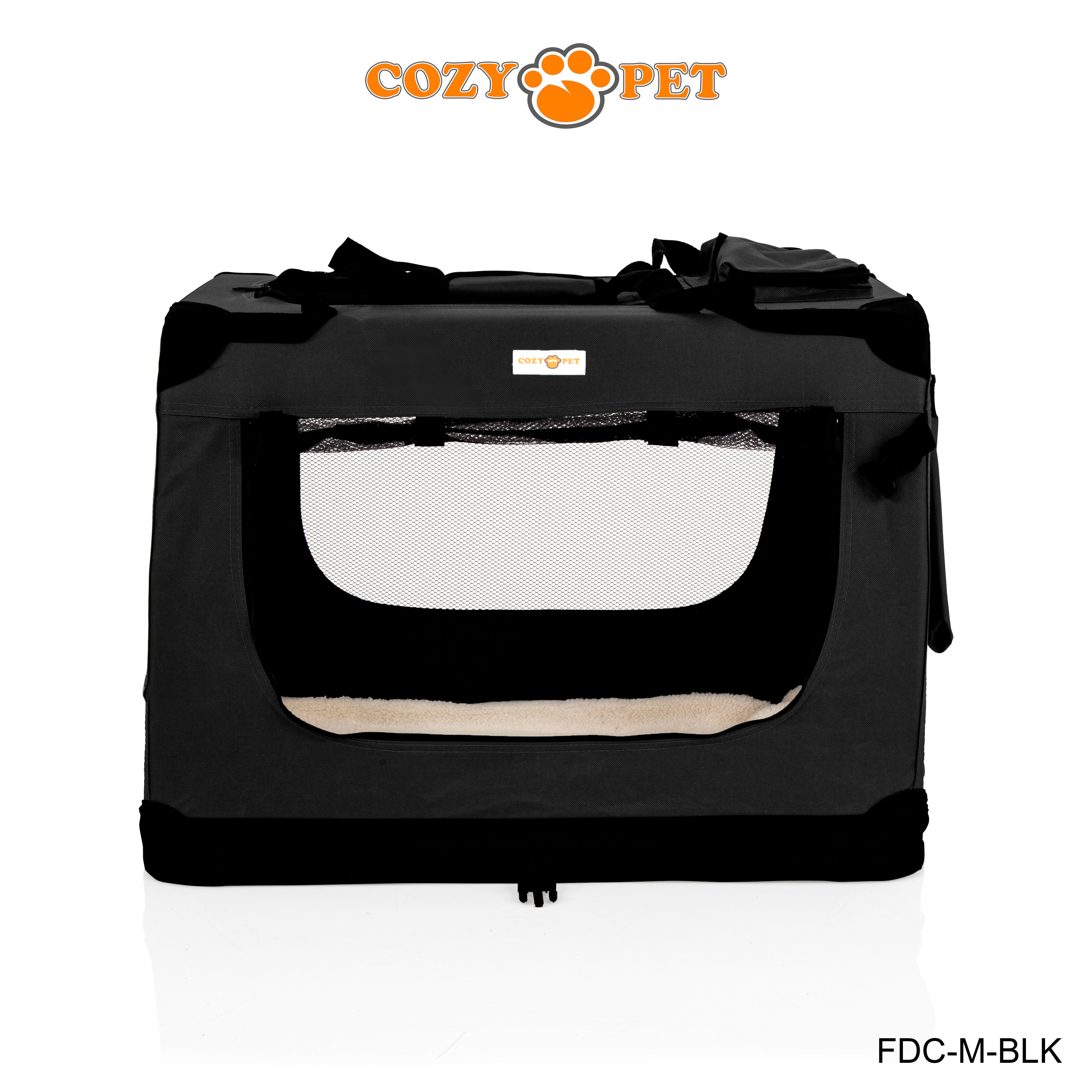 Fabric Dog Crate 70cm Black by Cozy Pet Puppy Carrier Cat Travel Cage Rabbit Model: FDC-M-BLK