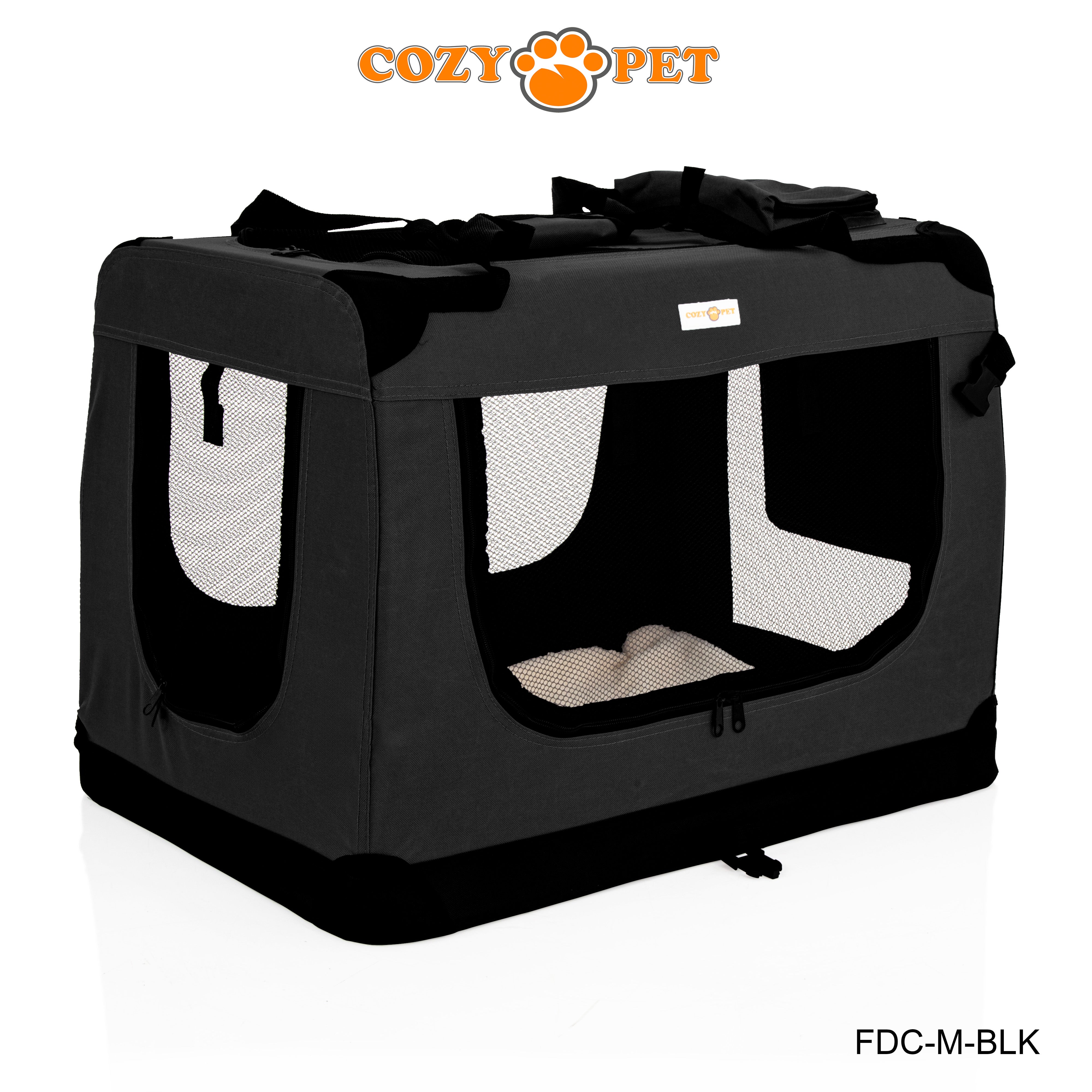 Fabric Dog Crate 70cm Black by Cozy Pet Puppy Carrier Cat Travel Cage Rabbit Model: FDC-M-BLK