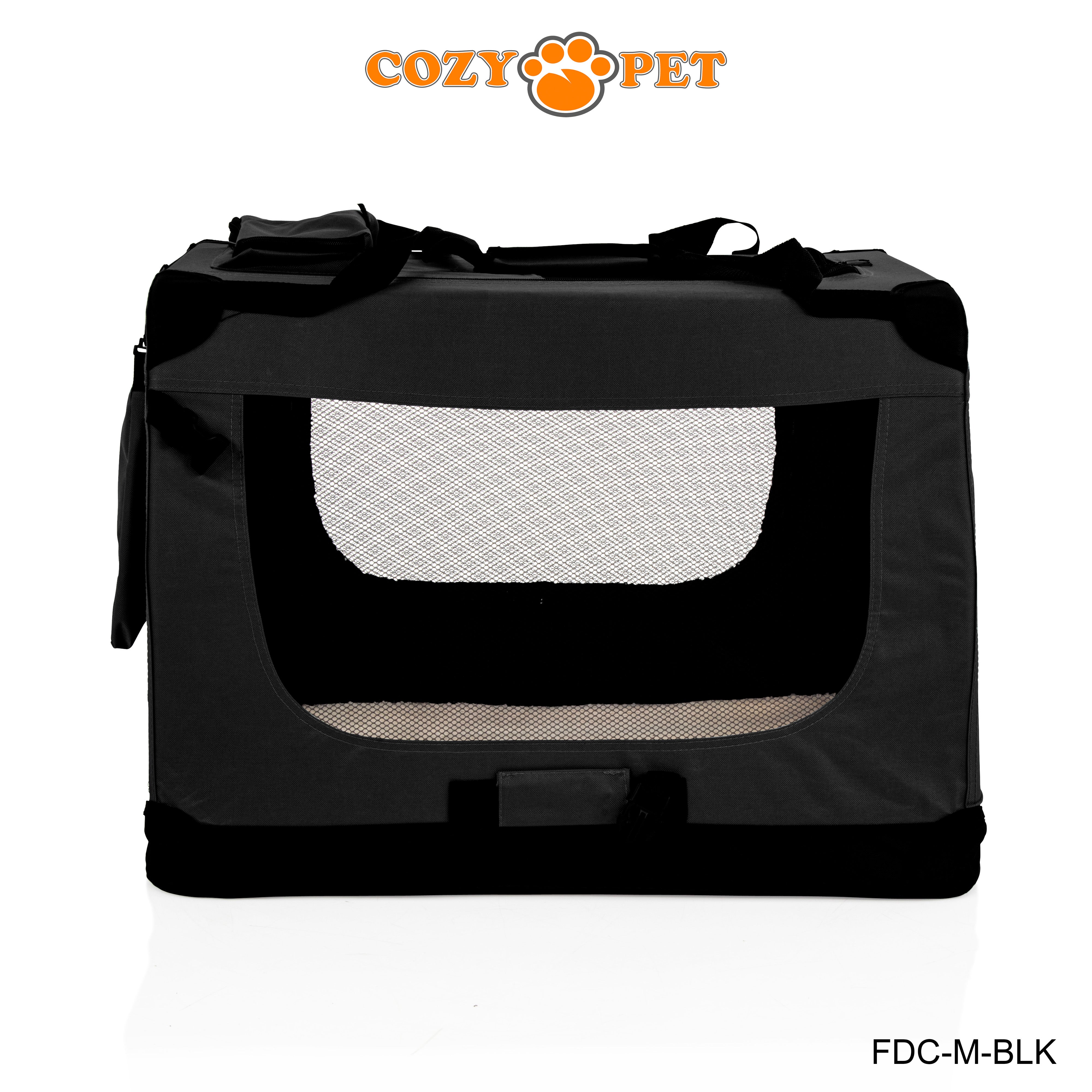 Fabric Dog Crate 70cm Black by Cozy Pet Puppy Carrier Cat Travel Cage Rabbit Model: FDC-M-BLK