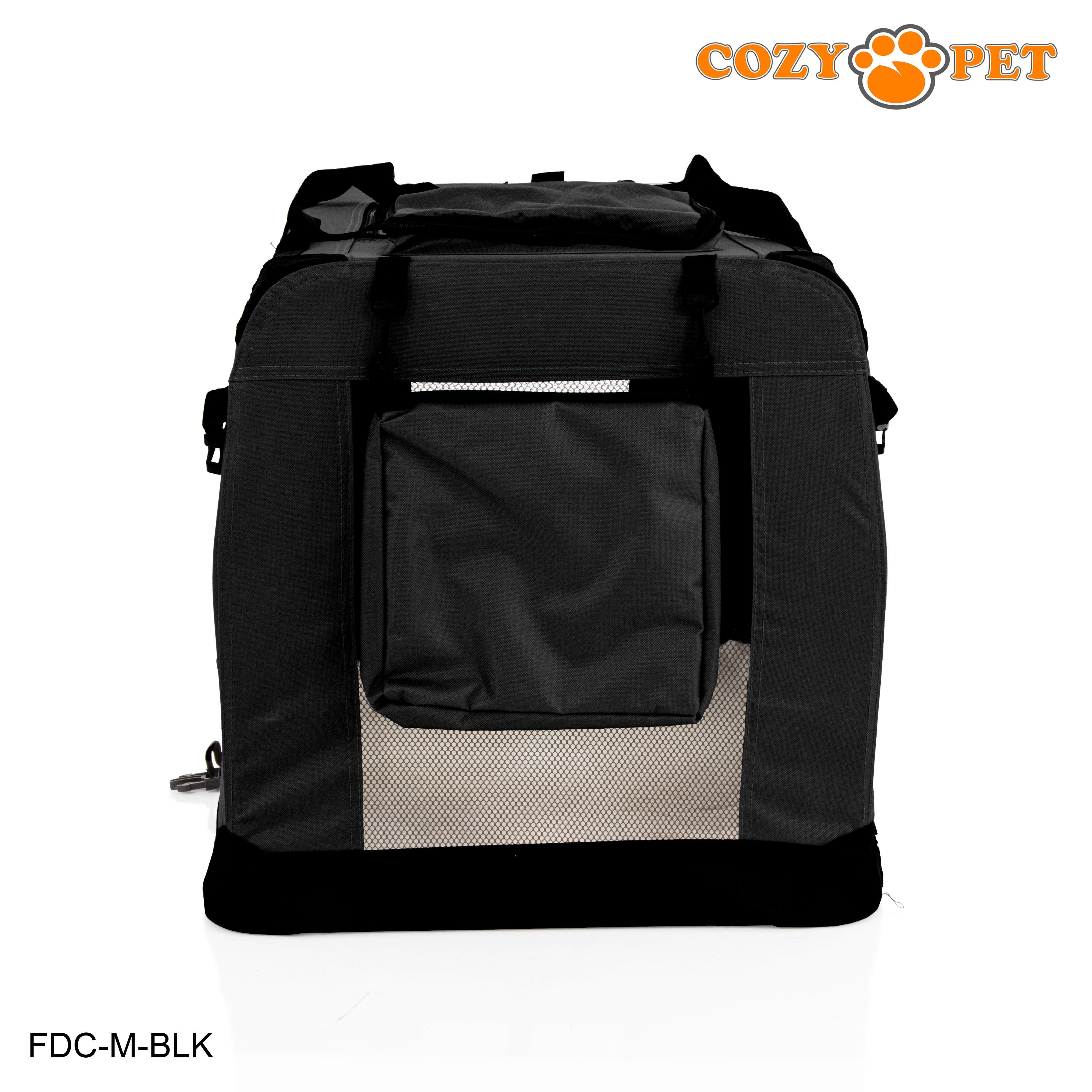 Fabric Dog Crate 70cm Black by Cozy Pet Puppy Carrier Cat Travel Cage Rabbit Model: FDC-M-BLK