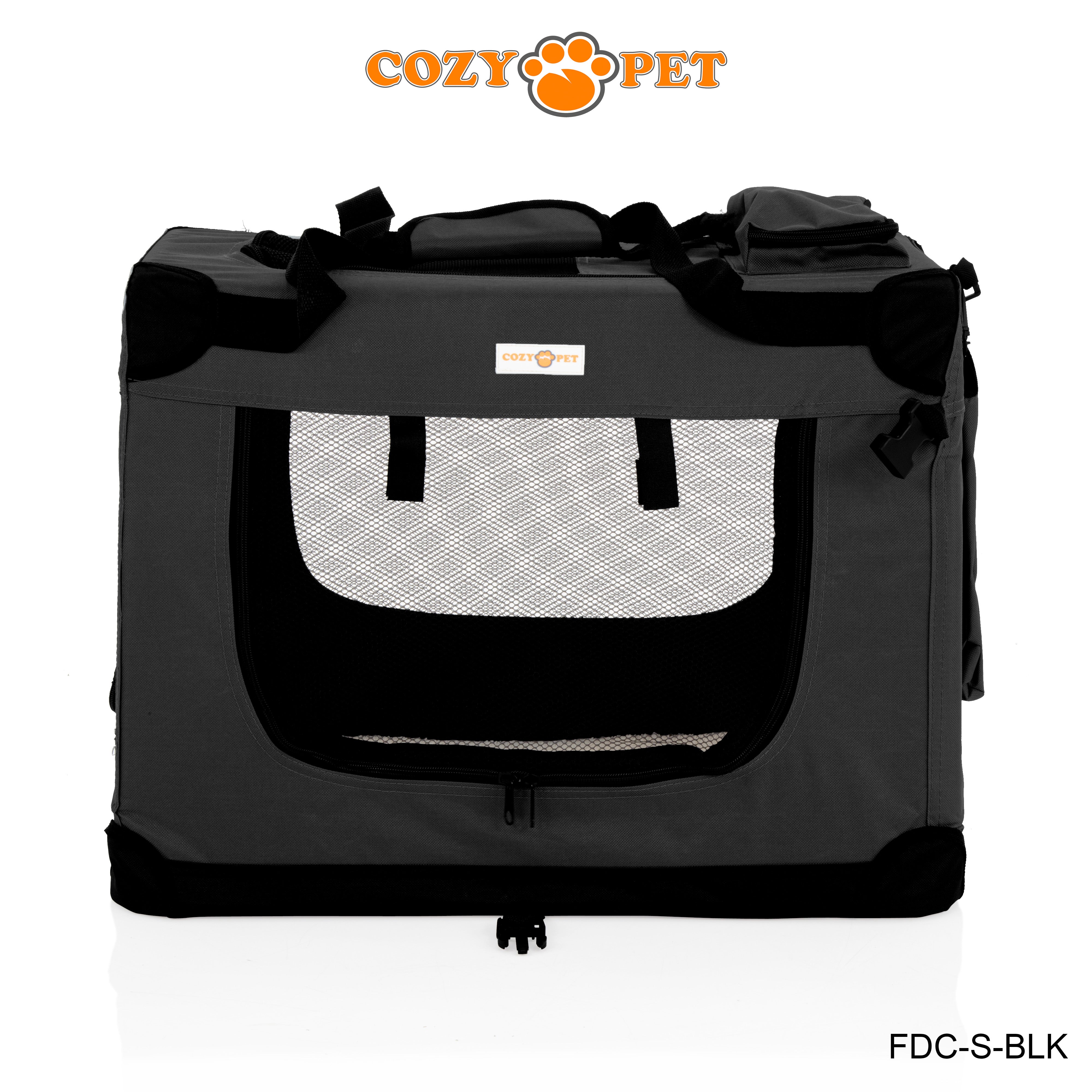 Fabric Dog Crate 60cm Black by Cozy Pet Puppy Carrier Cat Travel Cage Rabbit Model: FDC-S-BLK