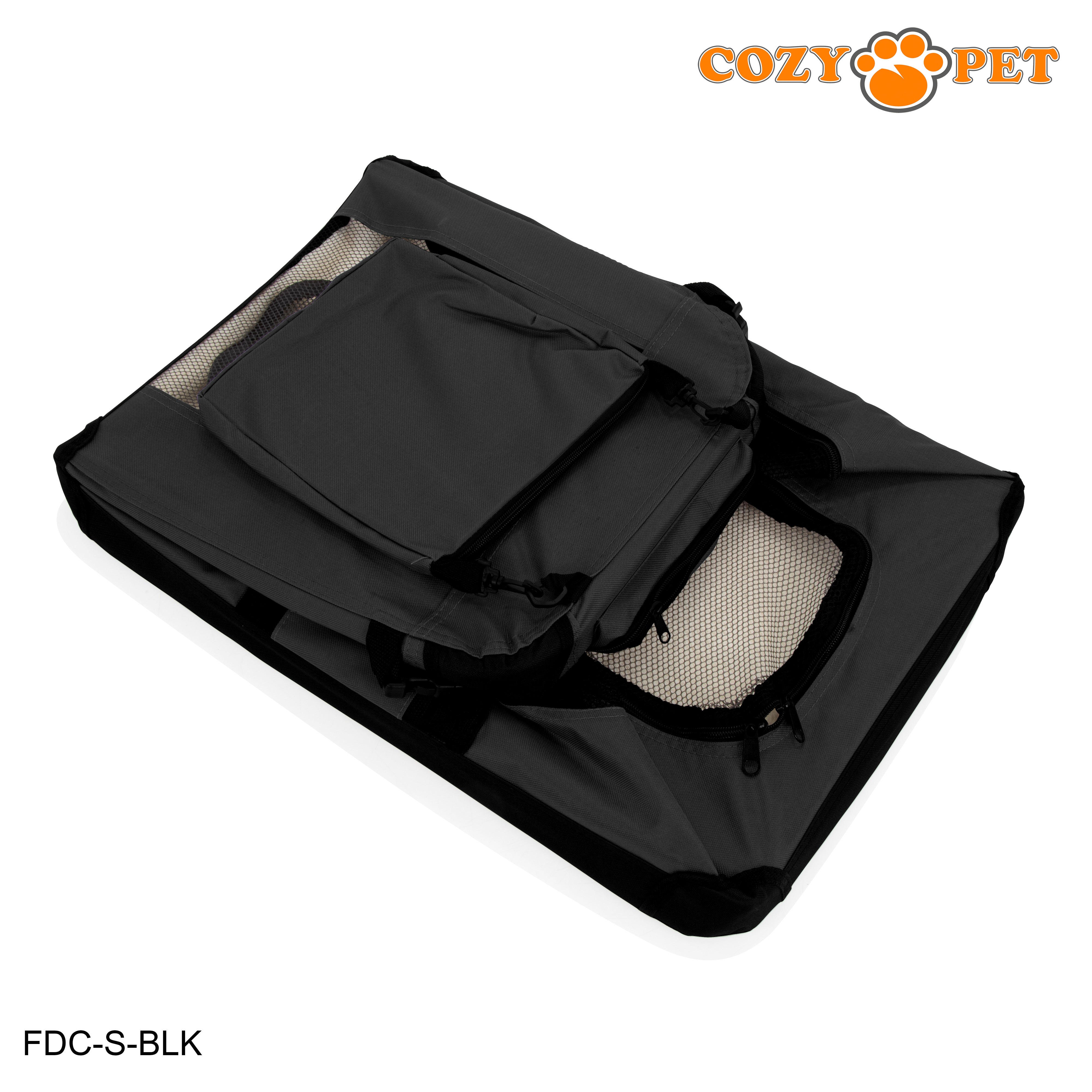 Fabric Dog Crate 60cm Black by Cozy Pet Puppy Carrier Cat Travel Cage Rabbit Model: FDC-S-BLK