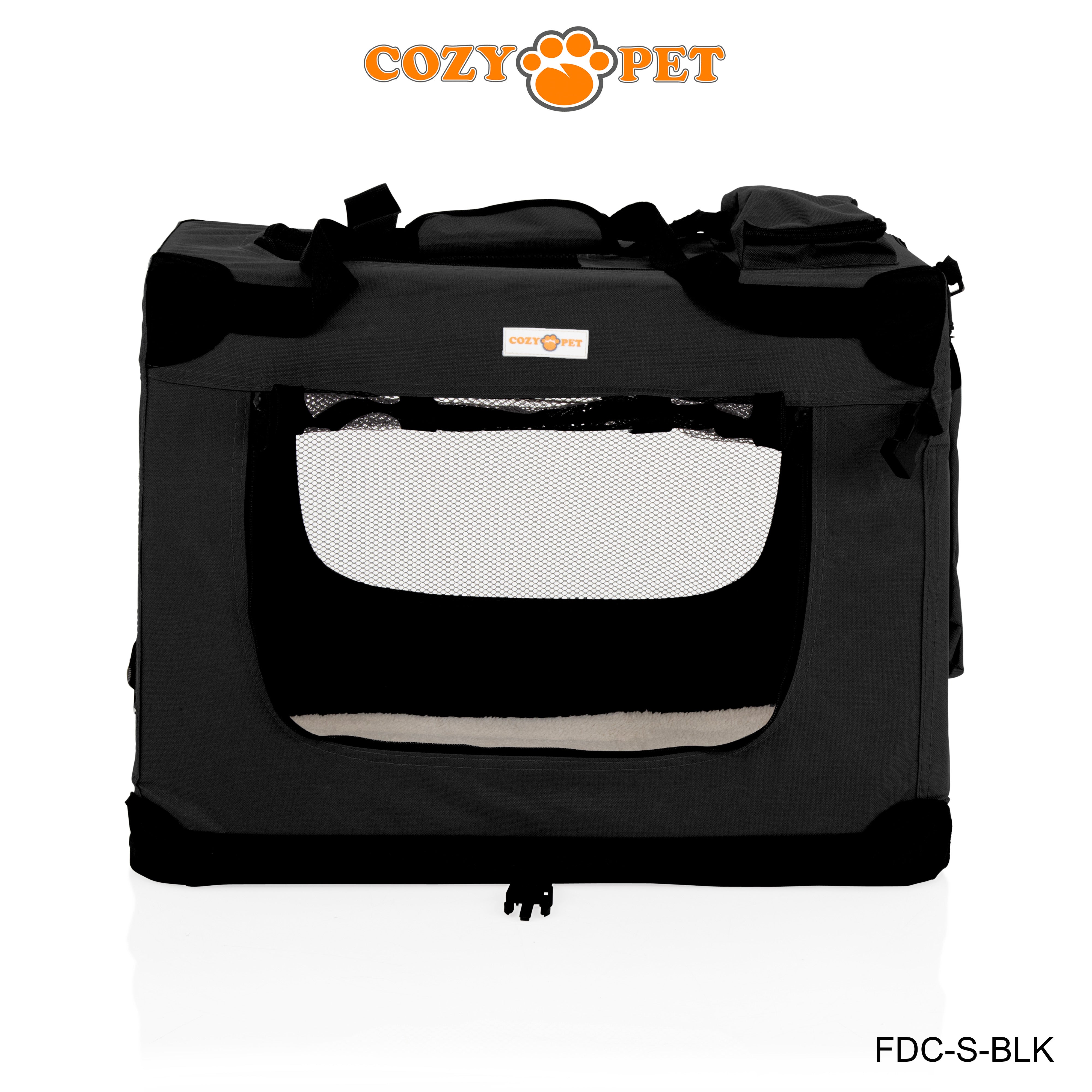 Fabric Dog Crate 60cm Black by Cozy Pet Puppy Carrier Cat Travel Cage Rabbit Model: FDC-S-BLK