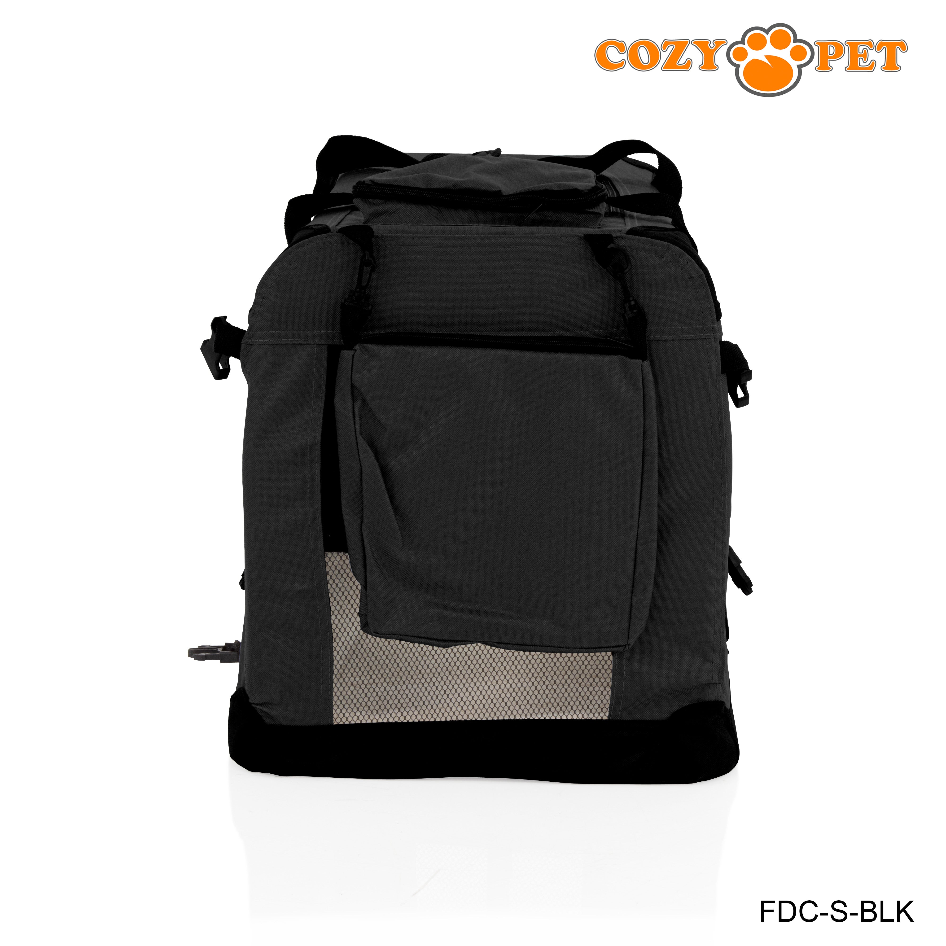 Fabric Dog Crate 60cm Black by Cozy Pet Puppy Carrier Cat Travel Cage Rabbit Model: FDC-S-BLK