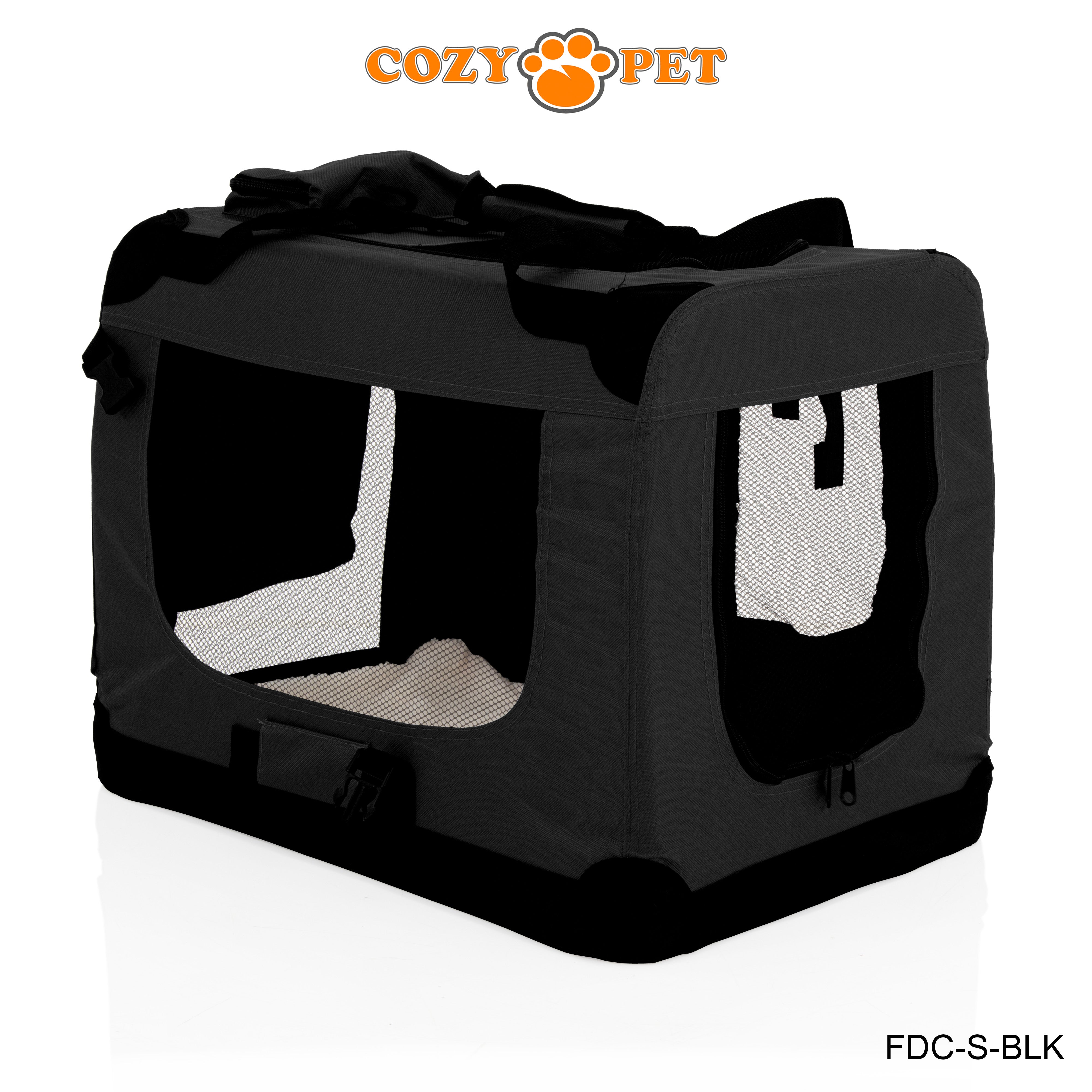 Fabric Dog Crate 60cm Black by Cozy Pet Puppy Carrier Cat Travel Cage Rabbit Model: FDC-S-BLK