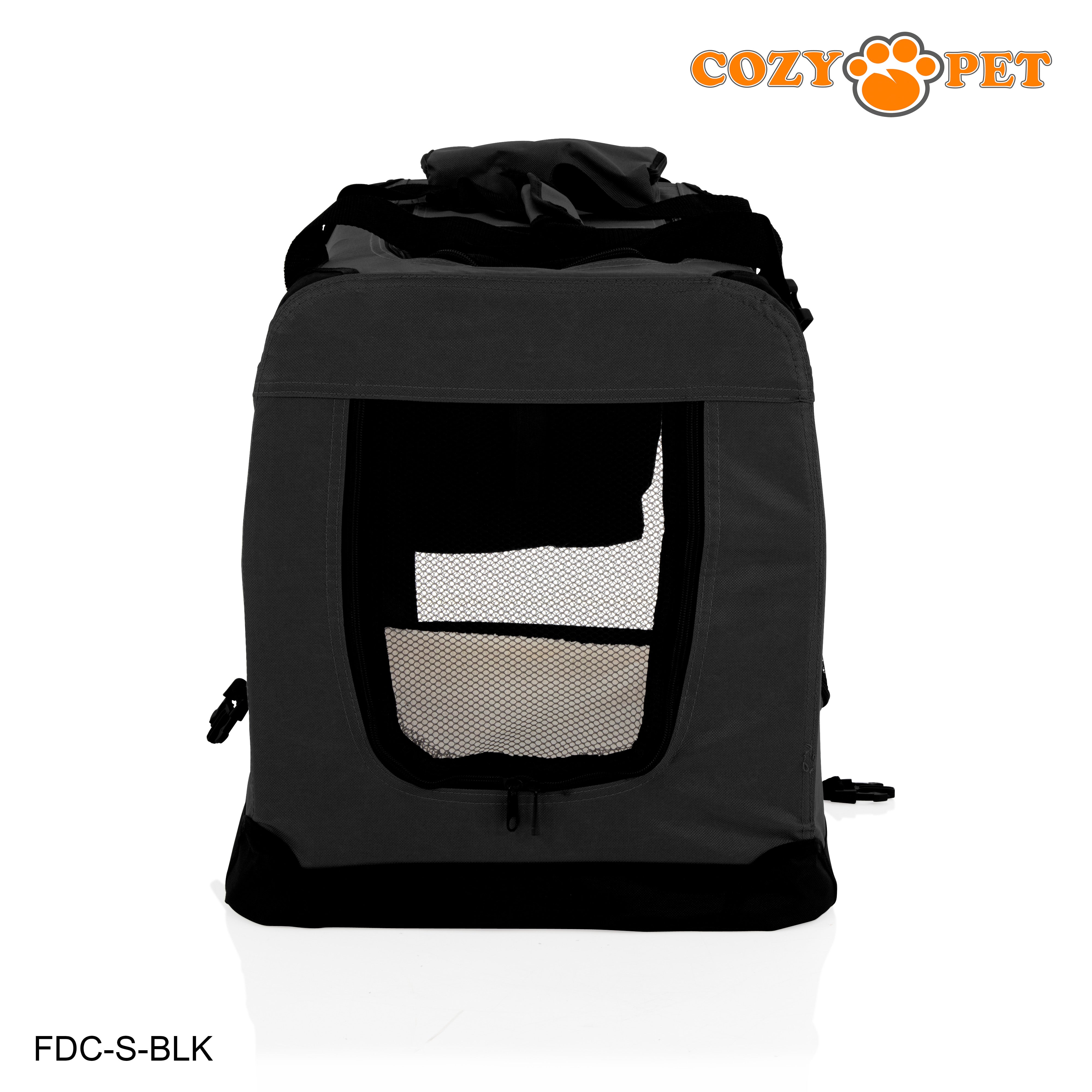 Fabric Dog Crate 60cm Black by Cozy Pet Puppy Carrier Cat Travel Cage Rabbit Model: FDC-S-BLK
