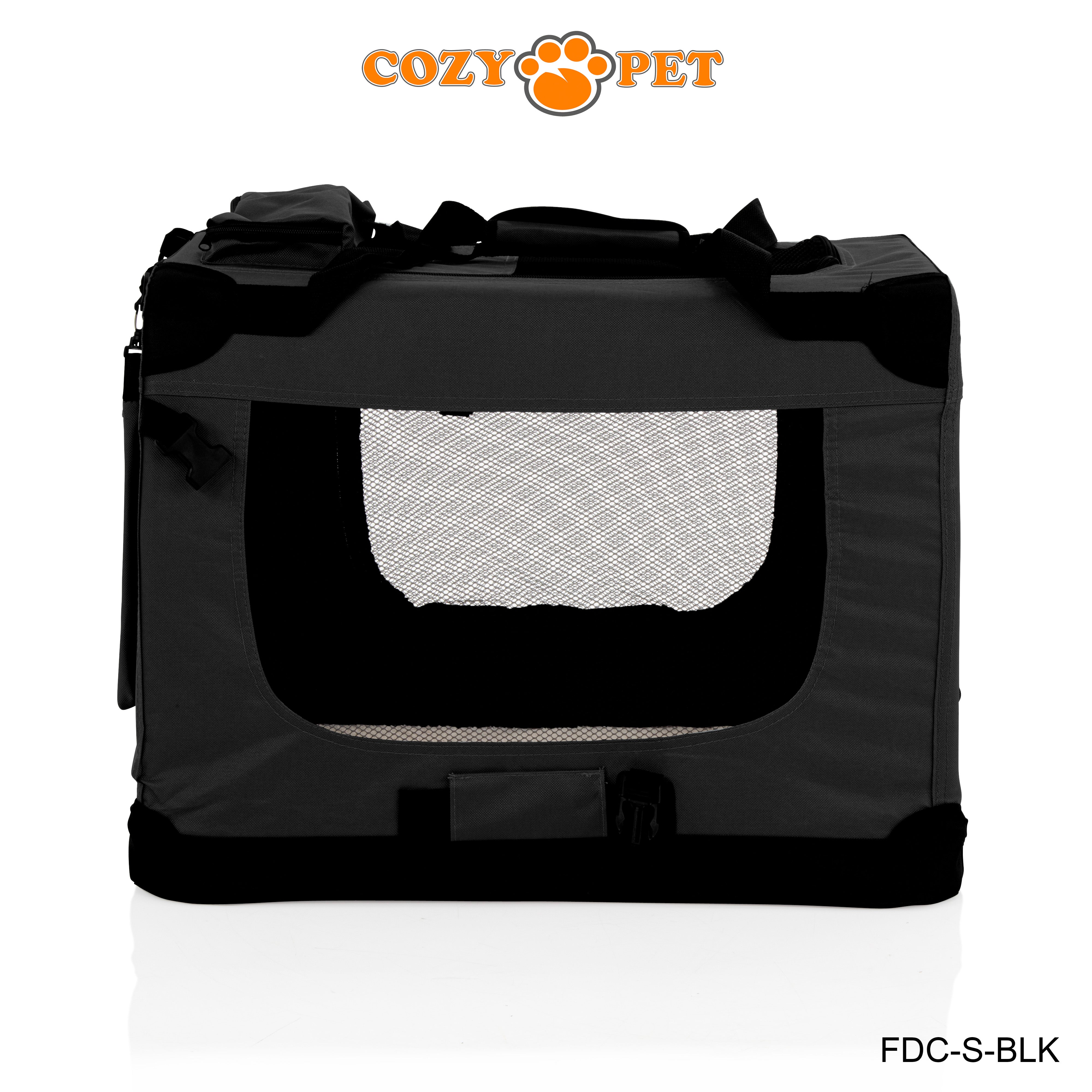 Fabric Dog Crate 60cm Black by Cozy Pet Puppy Carrier Cat Travel Cage Rabbit Model: FDC-S-BLK