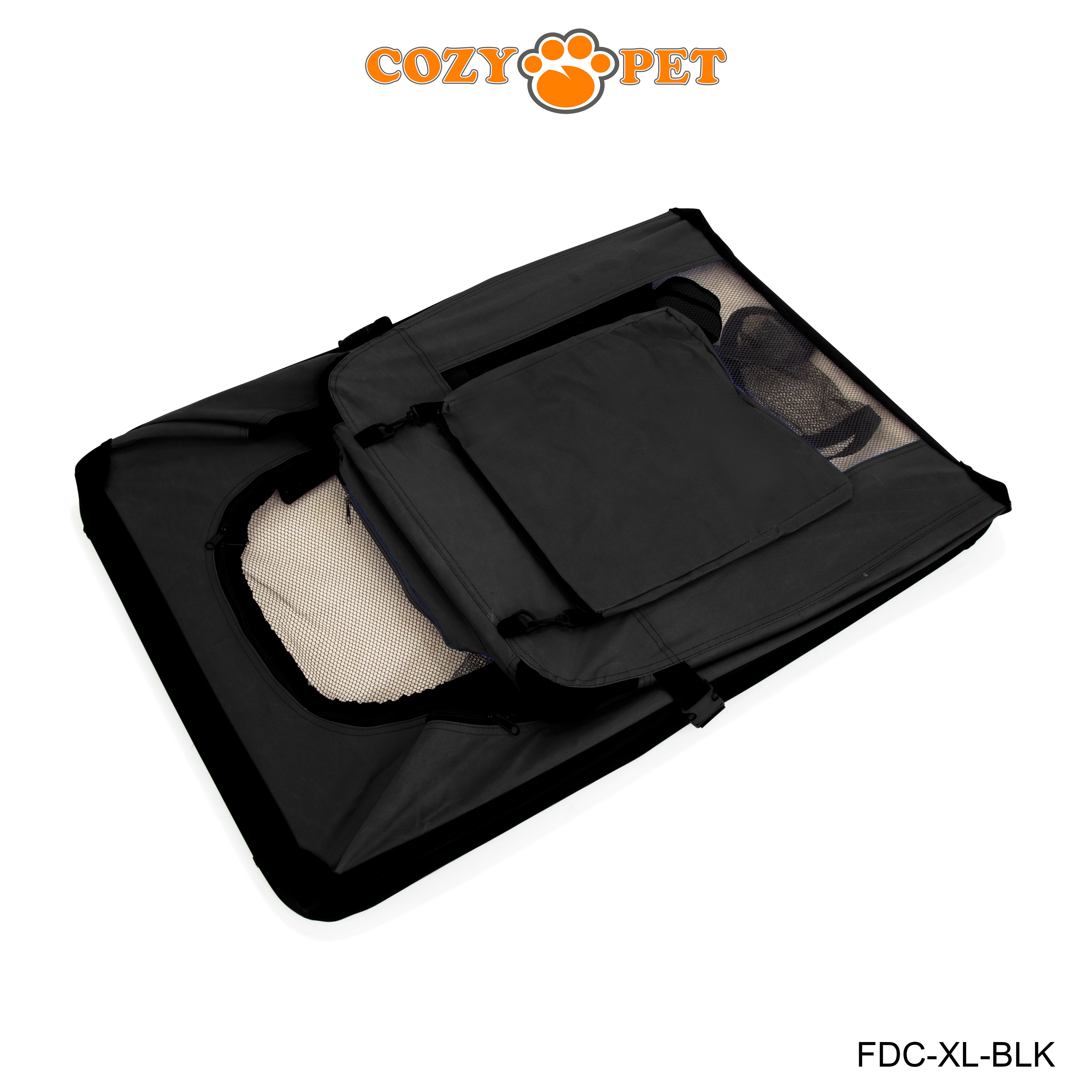 Fabric Dog Crate 90cm Black by Cozy Pet Puppy Carrier Cat Travel Cage Rabbit Model: FDC-XL-BLK - RET - Customer Return 30% Discount.