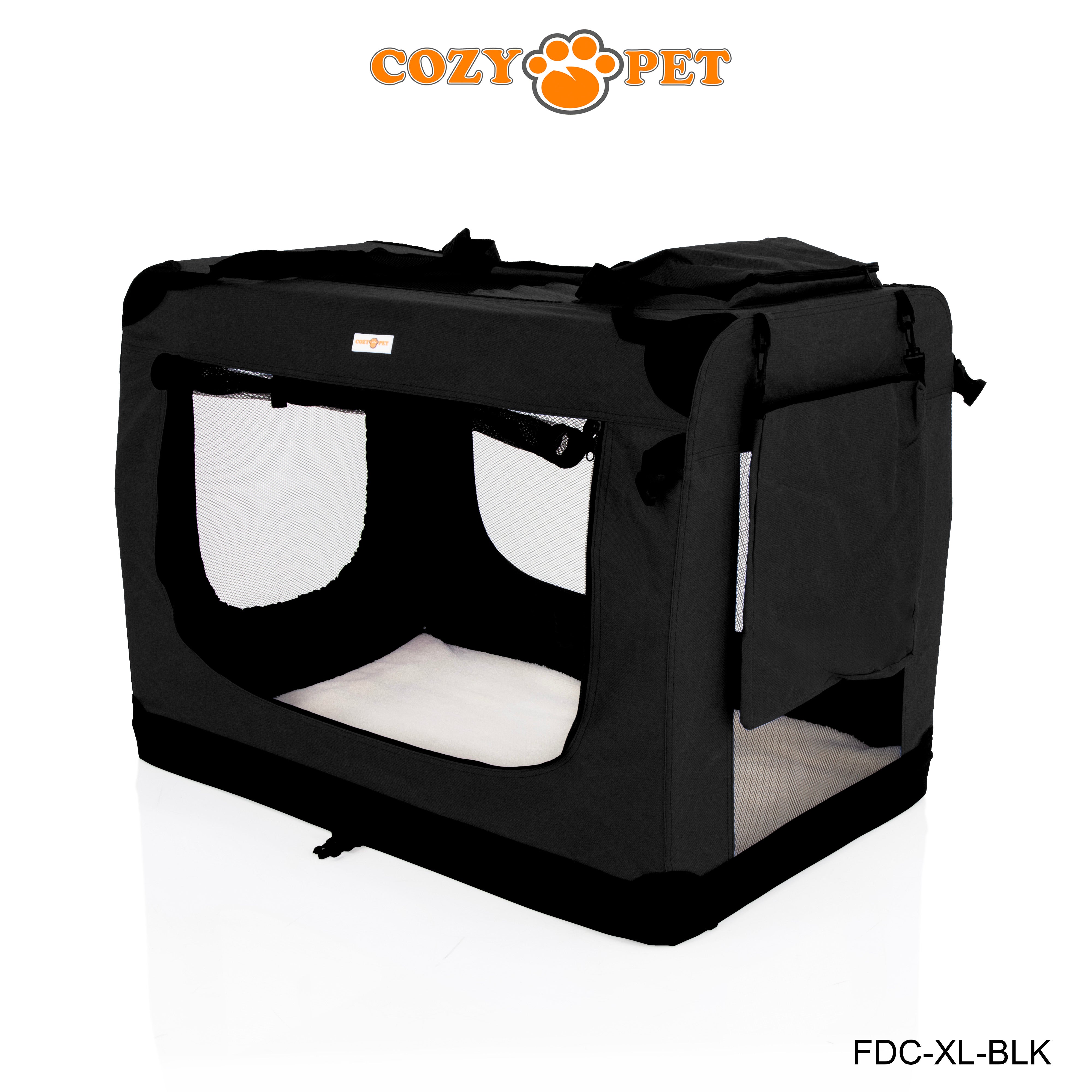 Fabric Dog Crate 90cm Black by Cozy Pet Puppy Carrier Cat Travel Cage Rabbit Model: FDC-XL-BLK - RET - Customer Return 30% Discount.