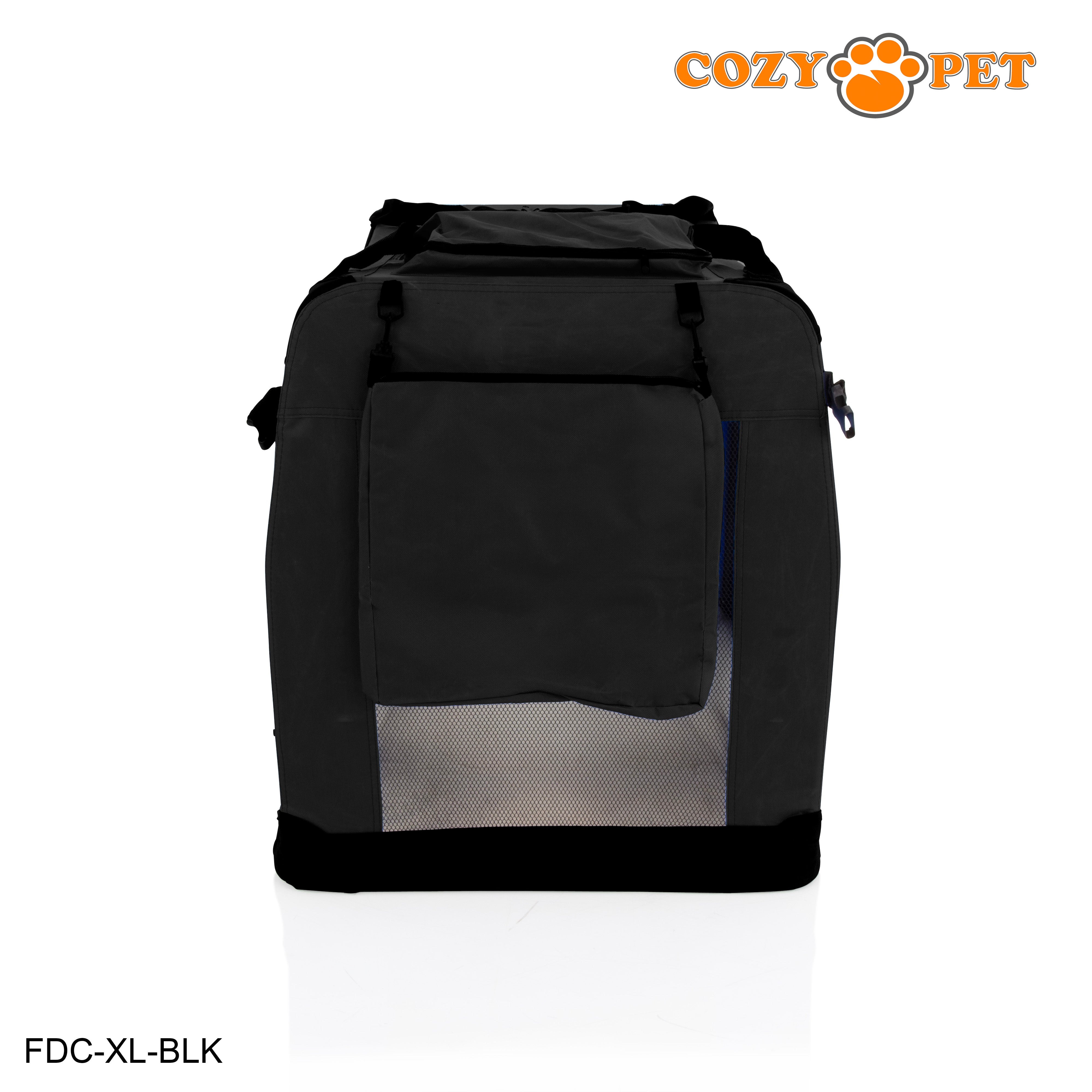 Fabric Dog Crate 90cm Black by Cozy Pet Puppy Carrier Cat Travel Cage Rabbit Model: FDC-XL-BLK - RET - Customer Return 30% Discount.