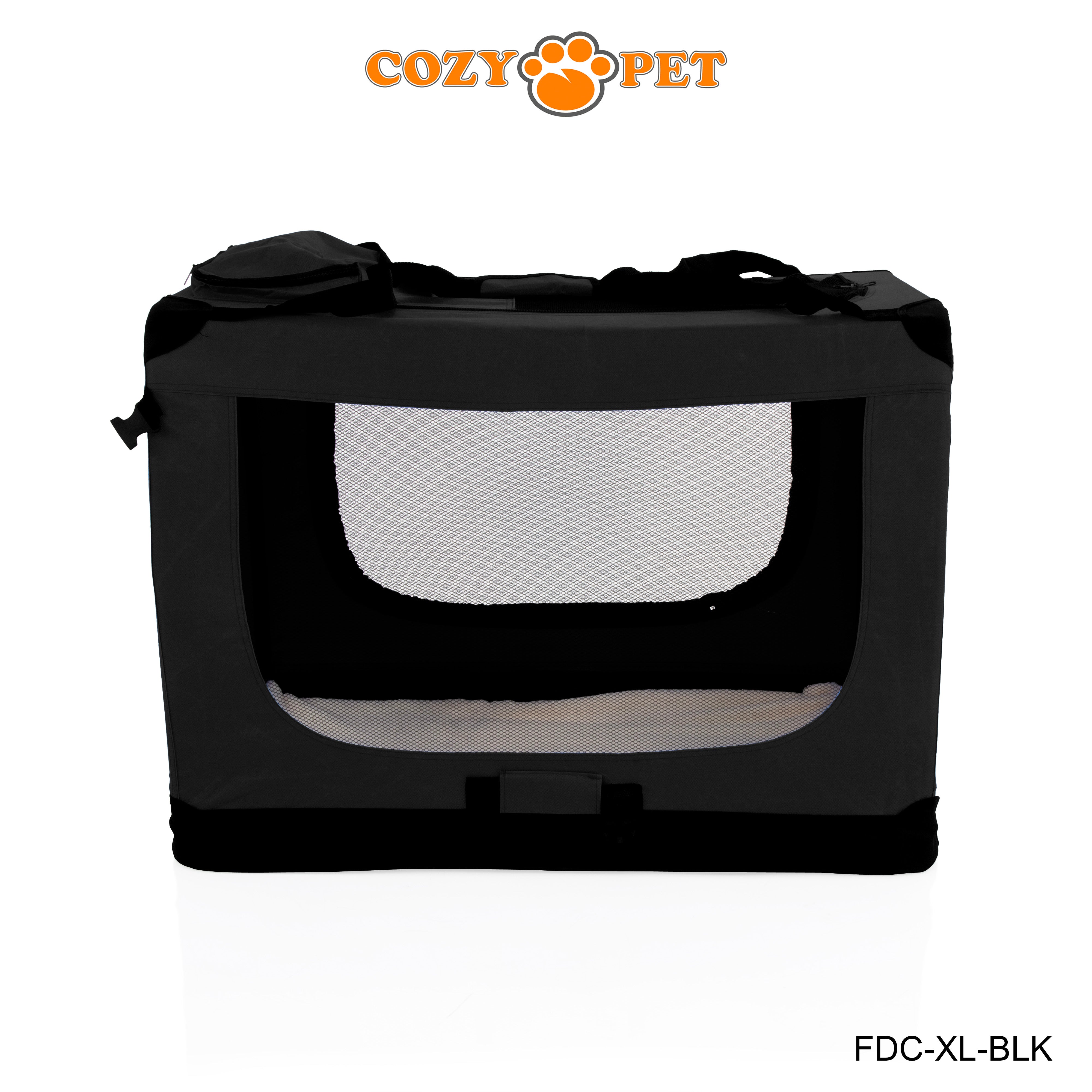 Fabric Dog Crate 90cm Black by Cozy Pet Puppy Carrier Cat Travel Cage Rabbit Model: FDC-XL-BLK - RET - Customer Return 30% Discount.