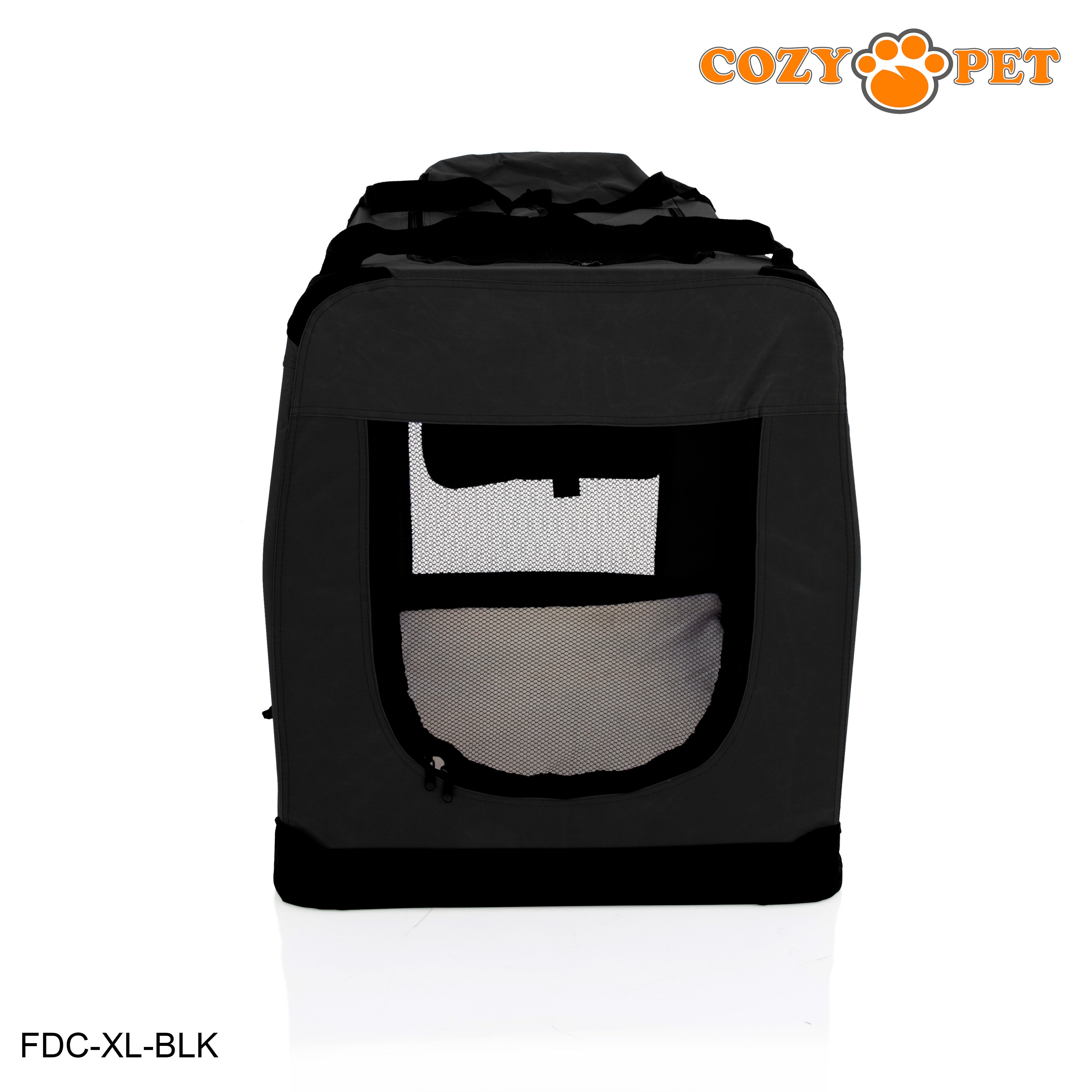 Fabric Dog Crate 90cm Black by Cozy Pet Puppy Carrier Cat Travel Cage Rabbit Model: FDC-XL-BLK - RET - Customer Return 30% Discount.