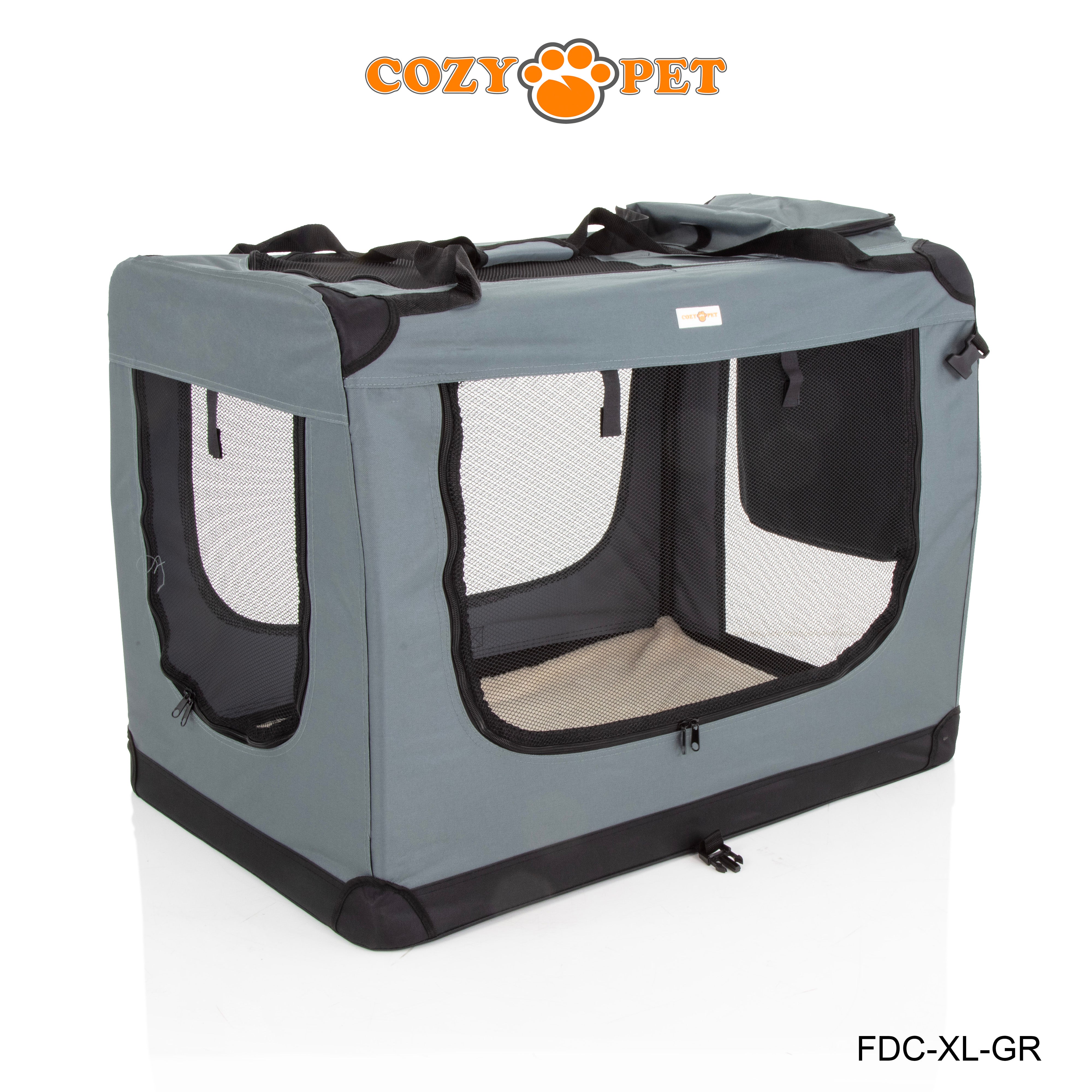 Fabric Dog Crate 90cm Grey by Cozy Pet Puppy Carrier Cat Travel Cage Rabbit Model: FDC-XL-GR