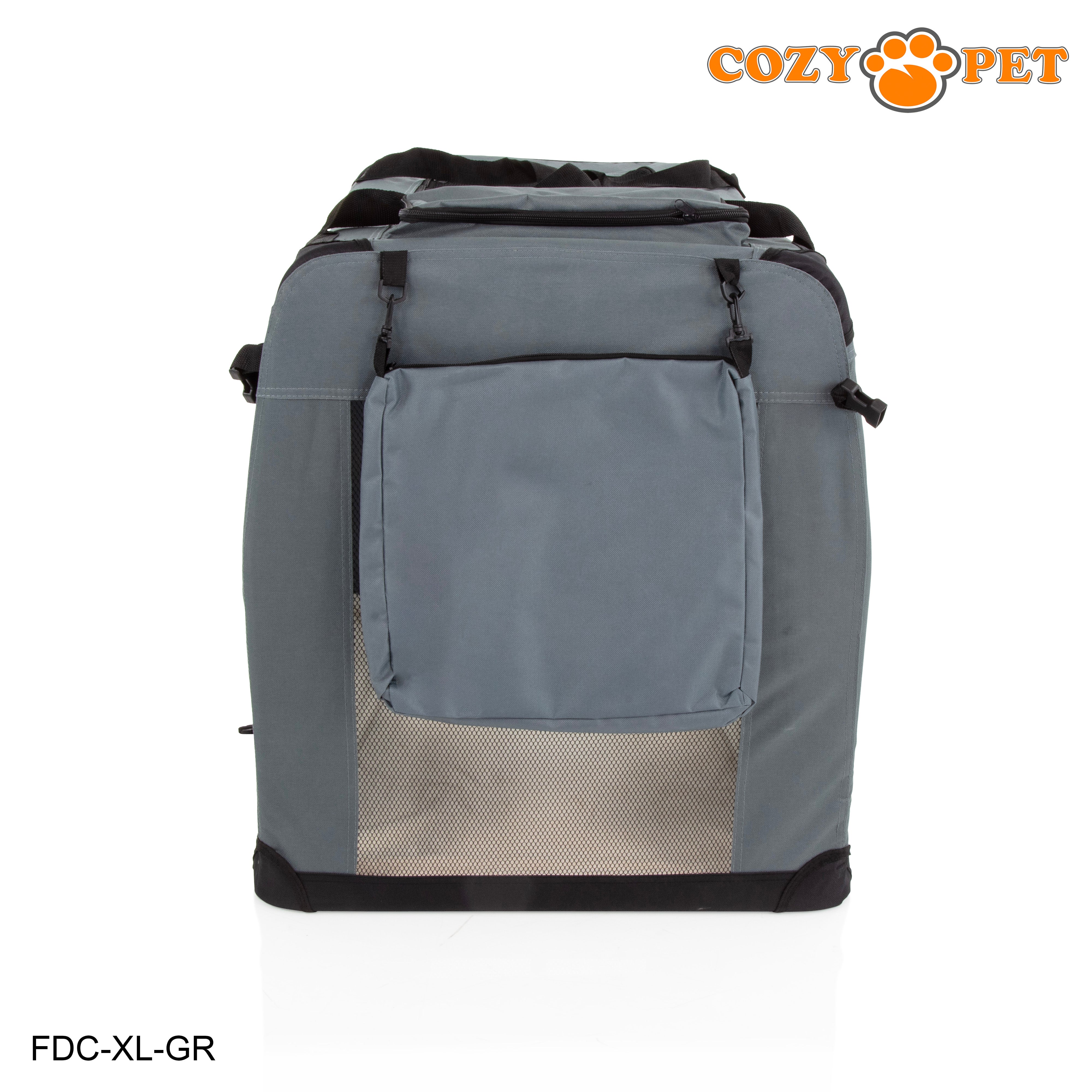 Fabric Dog Crate 90cm Grey by Cozy Pet Puppy Carrier Cat Travel Cage Rabbit Model: FDC-XL-GR