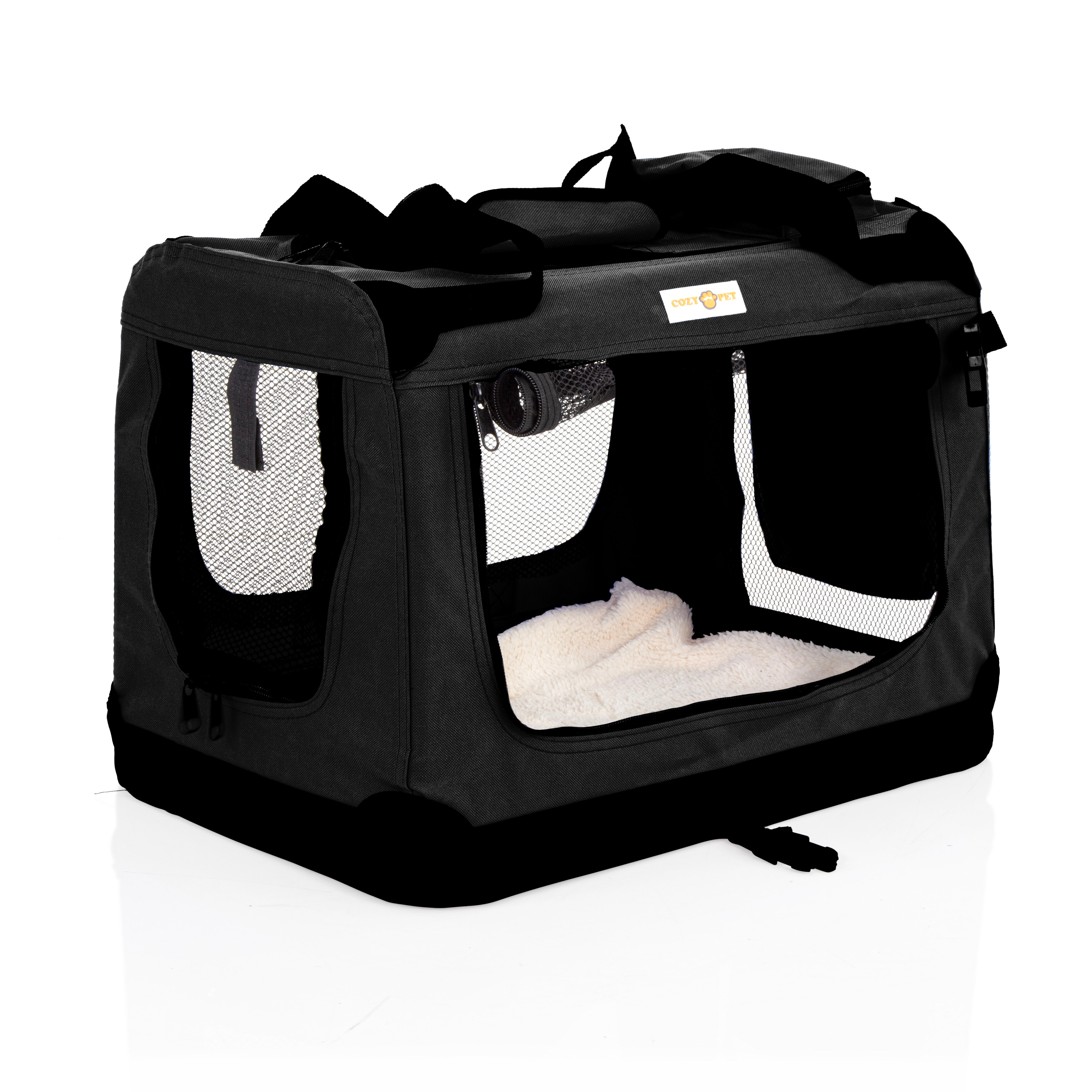 Fabric Dog Crate 50cm Black by Cozy Pet Puppy Carrier Cat Travel Cage Rabbit Model: FDC-XS-BLK - RET - Customer Return 30% Discount.
