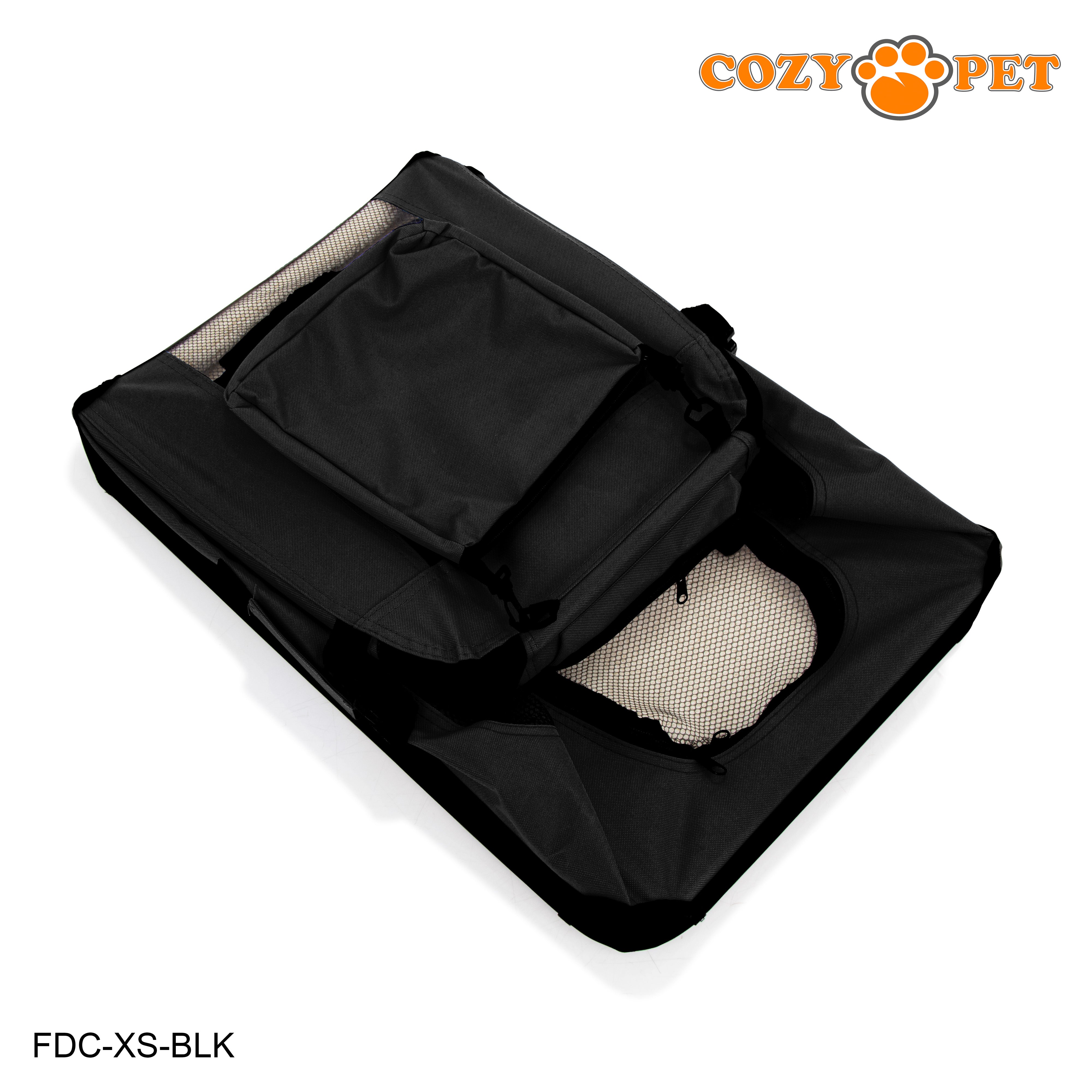 Fabric Dog Crate 50cm Black by Cozy Pet Puppy Carrier Cat Travel Cage Rabbit Model: FDC-XS-BLK