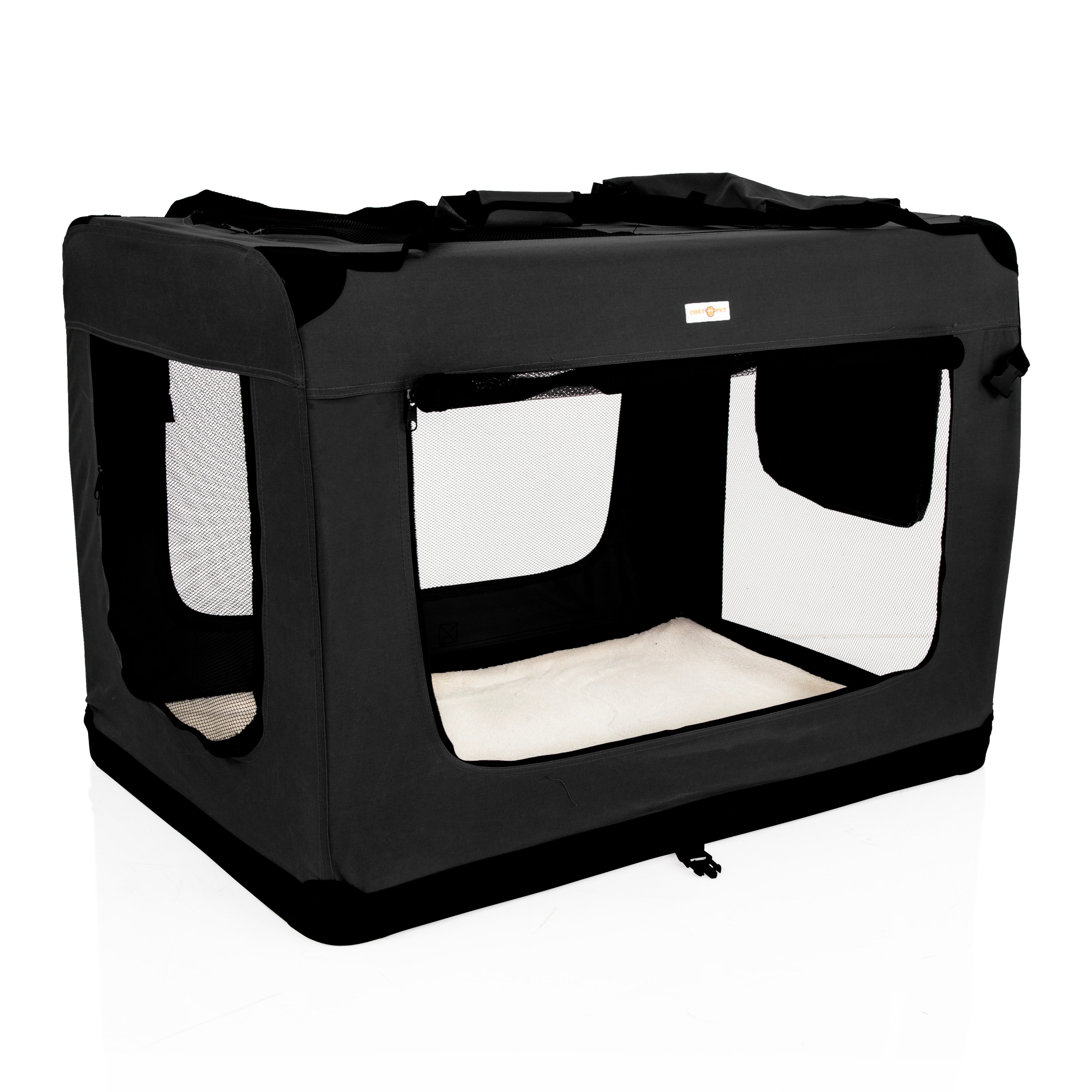 Fabric Dog Crate 101cm Black by Cozy Pet Puppy Carrier Cat Travel Cage Rabbit Model: FDC-XXL-BLK - RET - Customer Return 30% Discount.