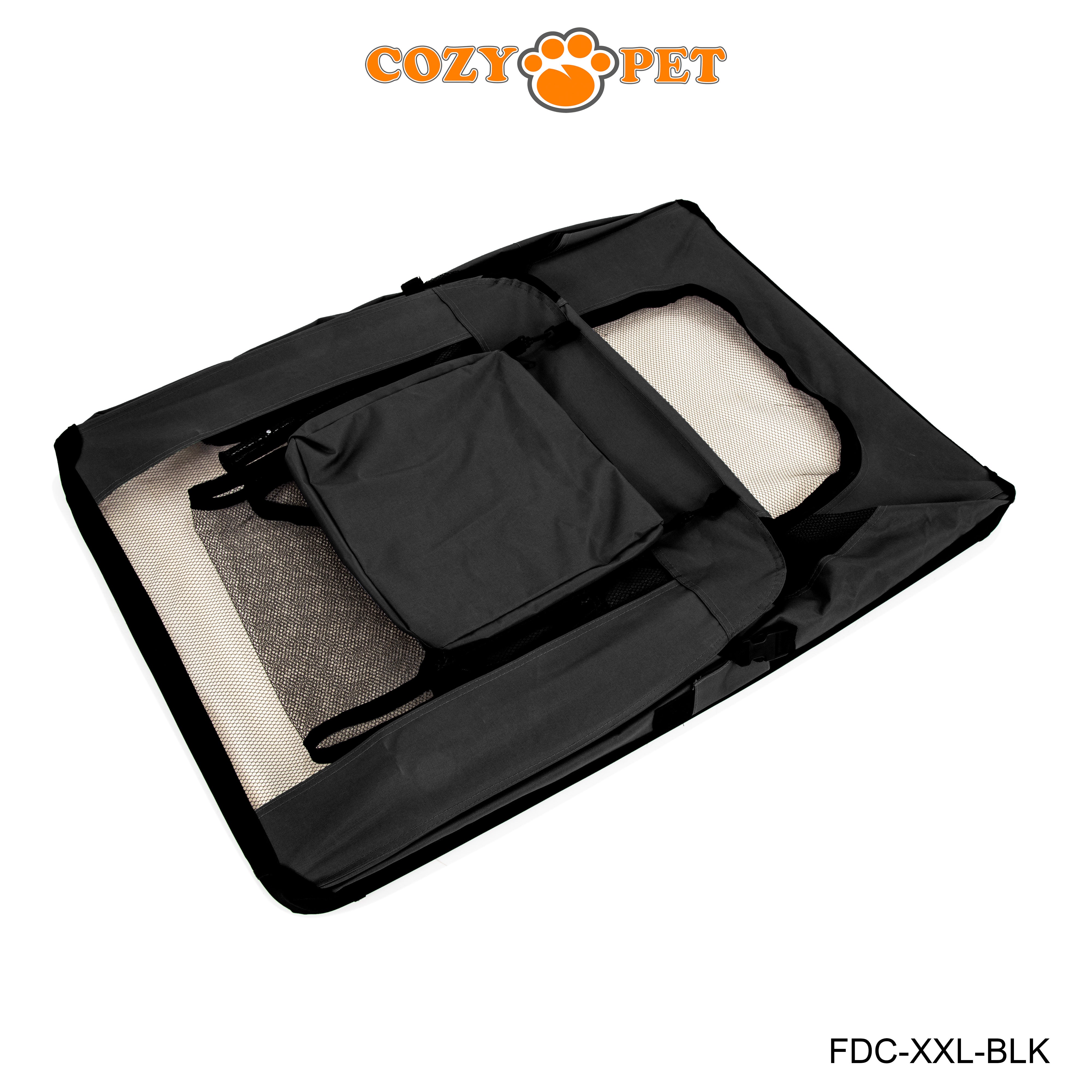 Fabric Dog Crate 101cm Black by Cozy Pet Puppy Carrier Cat Travel Cage Rabbit Model: FDC-XXL-BLK