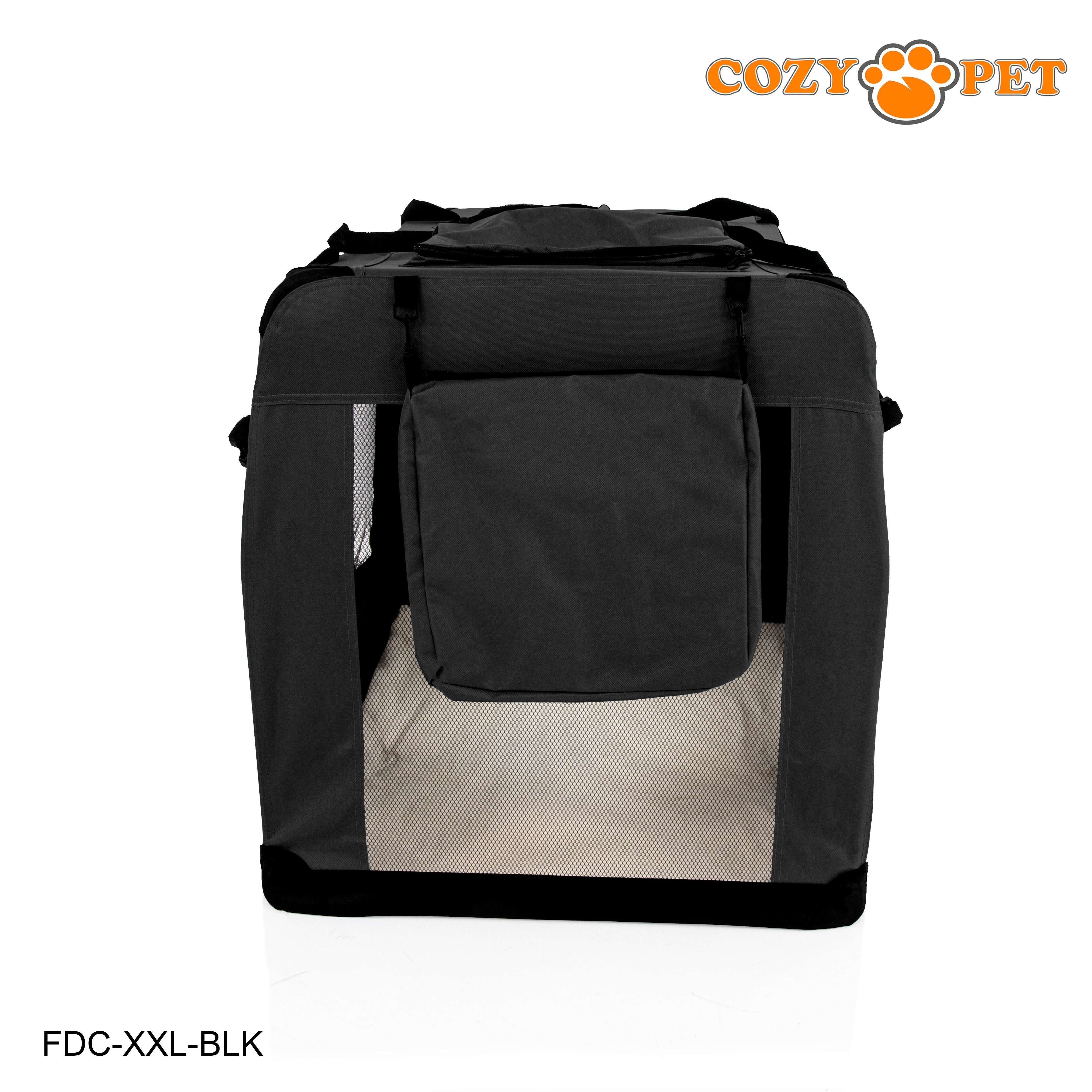 Fabric Dog Crate 101cm Black by Cozy Pet Puppy Carrier Cat Travel Cage Rabbit Model: FDC-XXL-BLK