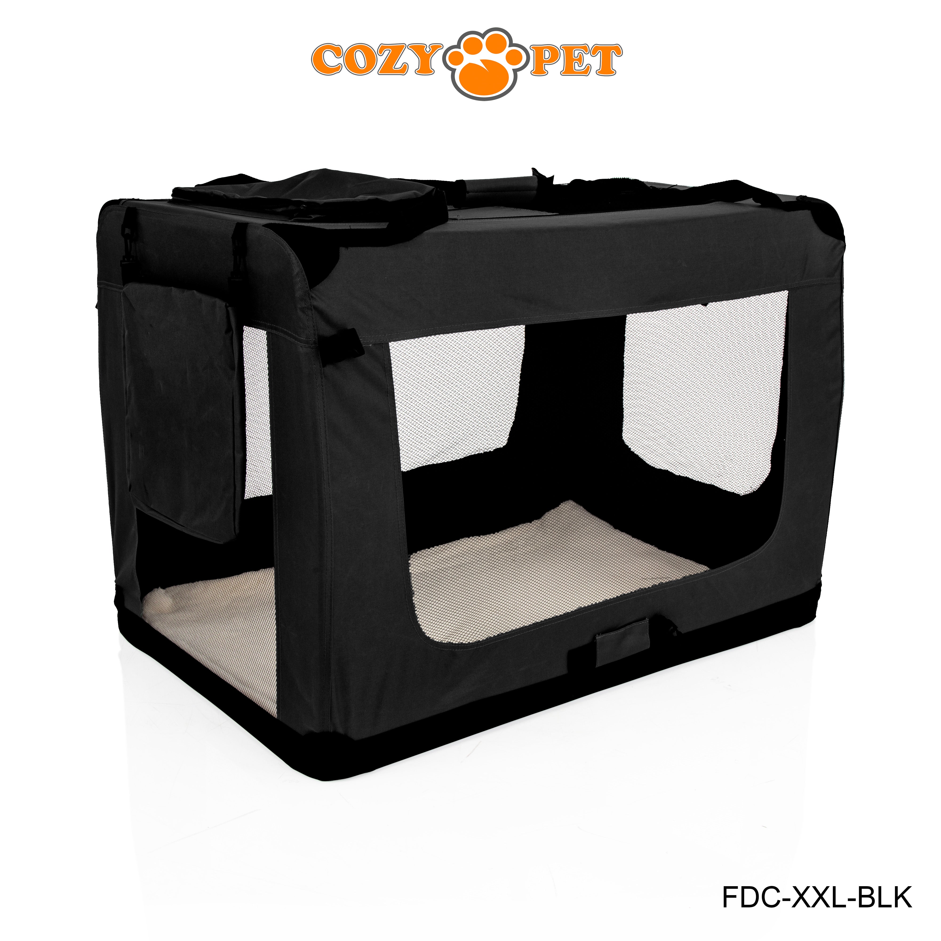 Fabric Dog Crate 101cm Black by Cozy Pet Puppy Carrier Cat Travel Cage Rabbit Model: FDC-XXL-BLK