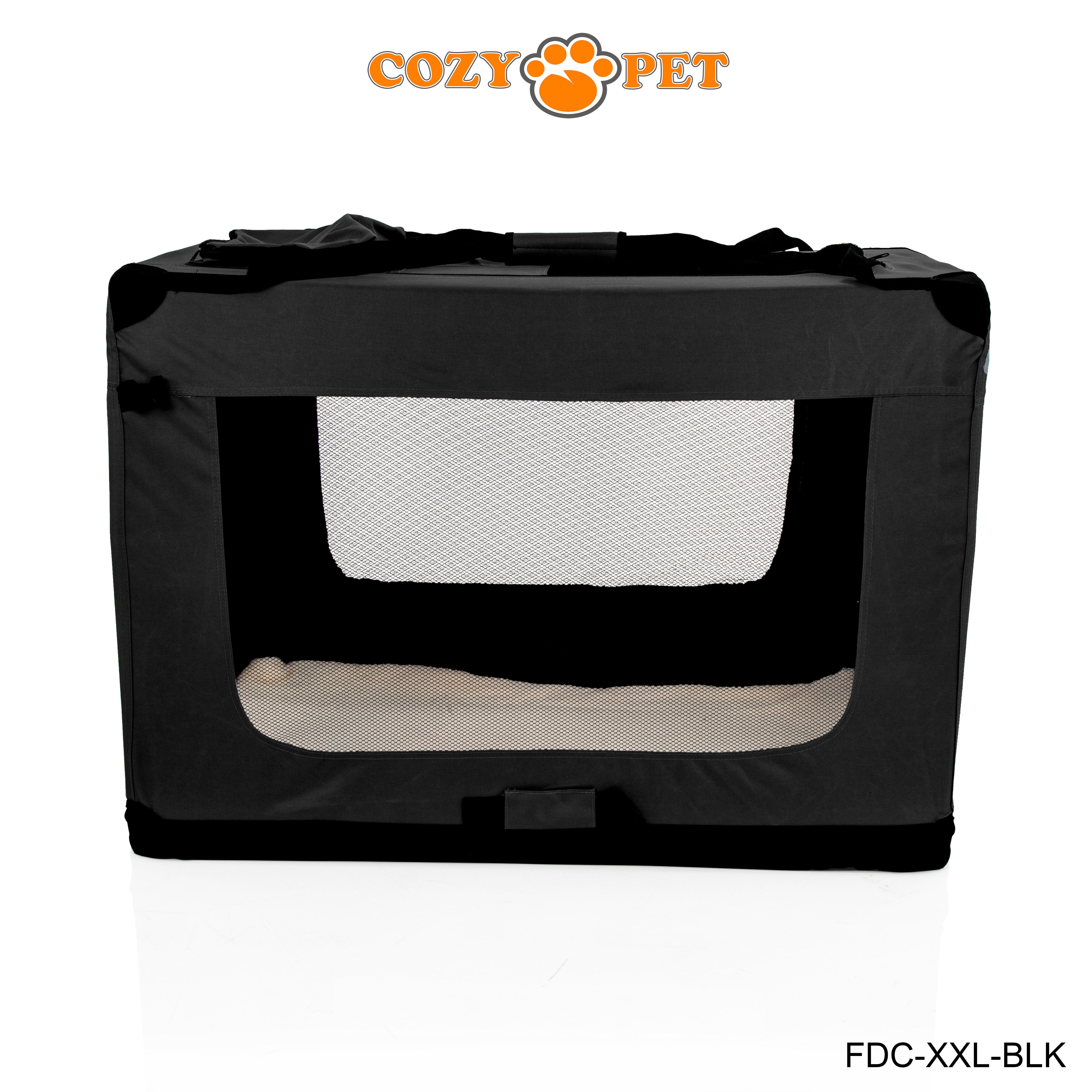 Fabric Dog Crate 101cm Black by Cozy Pet Puppy Carrier Cat Travel Cage Rabbit Model: FDC-XXL-BLK